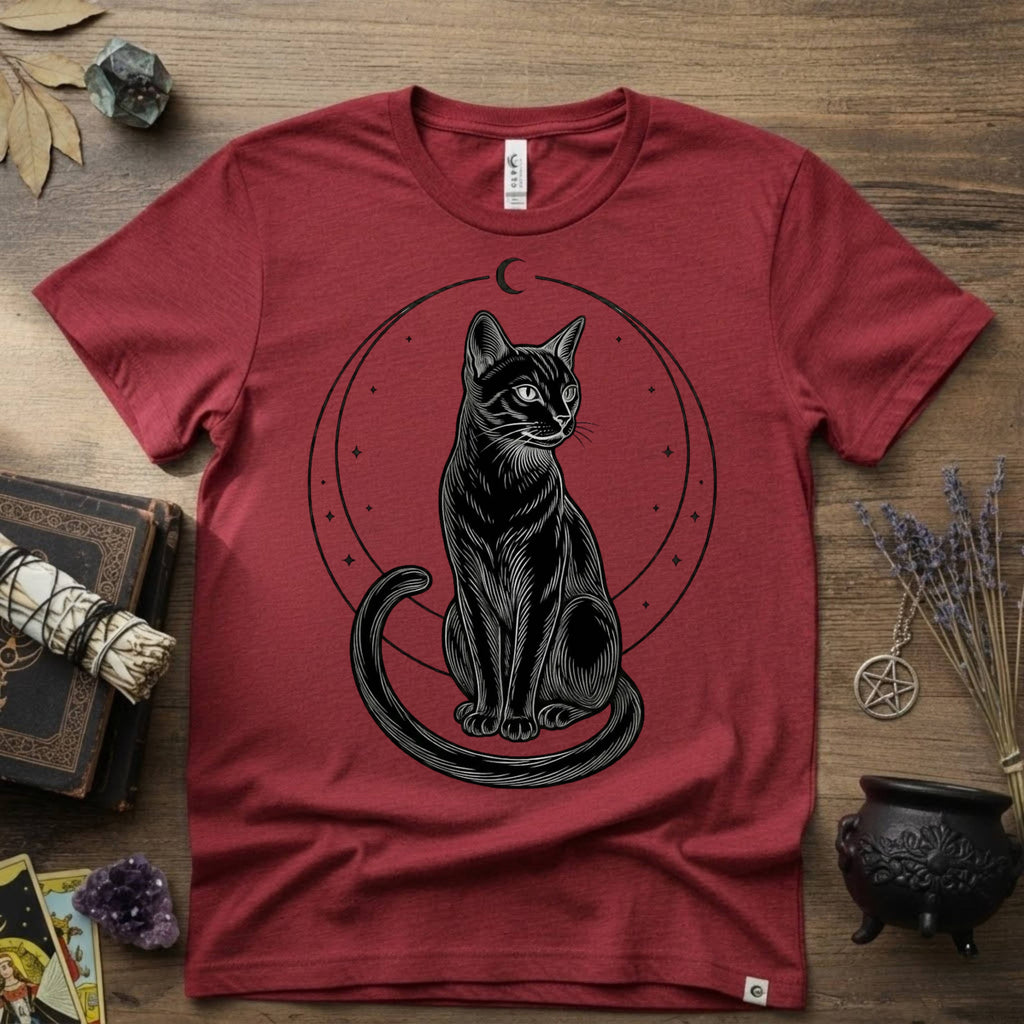 Black Cat Totem T-Shirt — Mystical Feline Graphic Tee