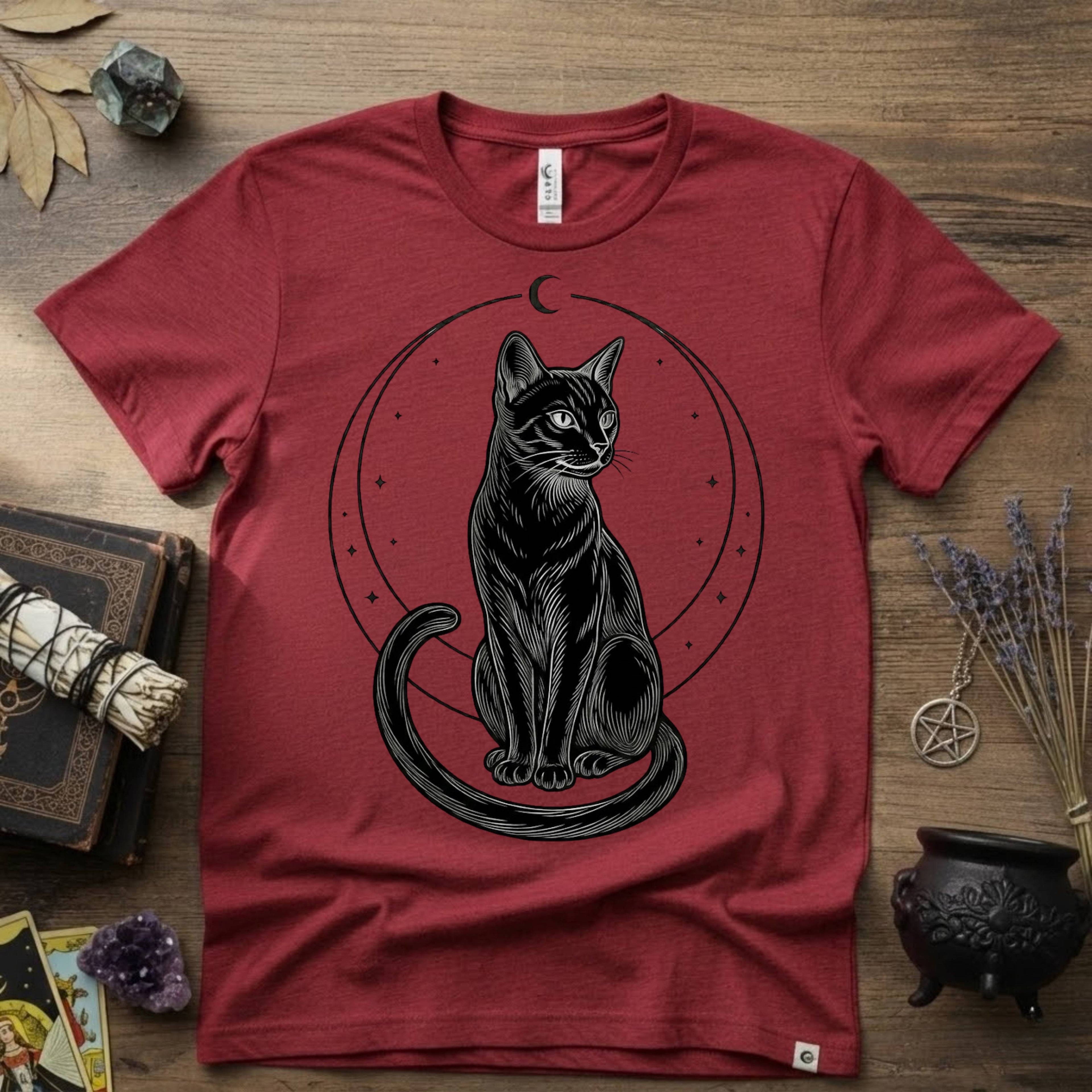 Black Cat Totem T-Shirt — Mystical Feline Graphic Tee