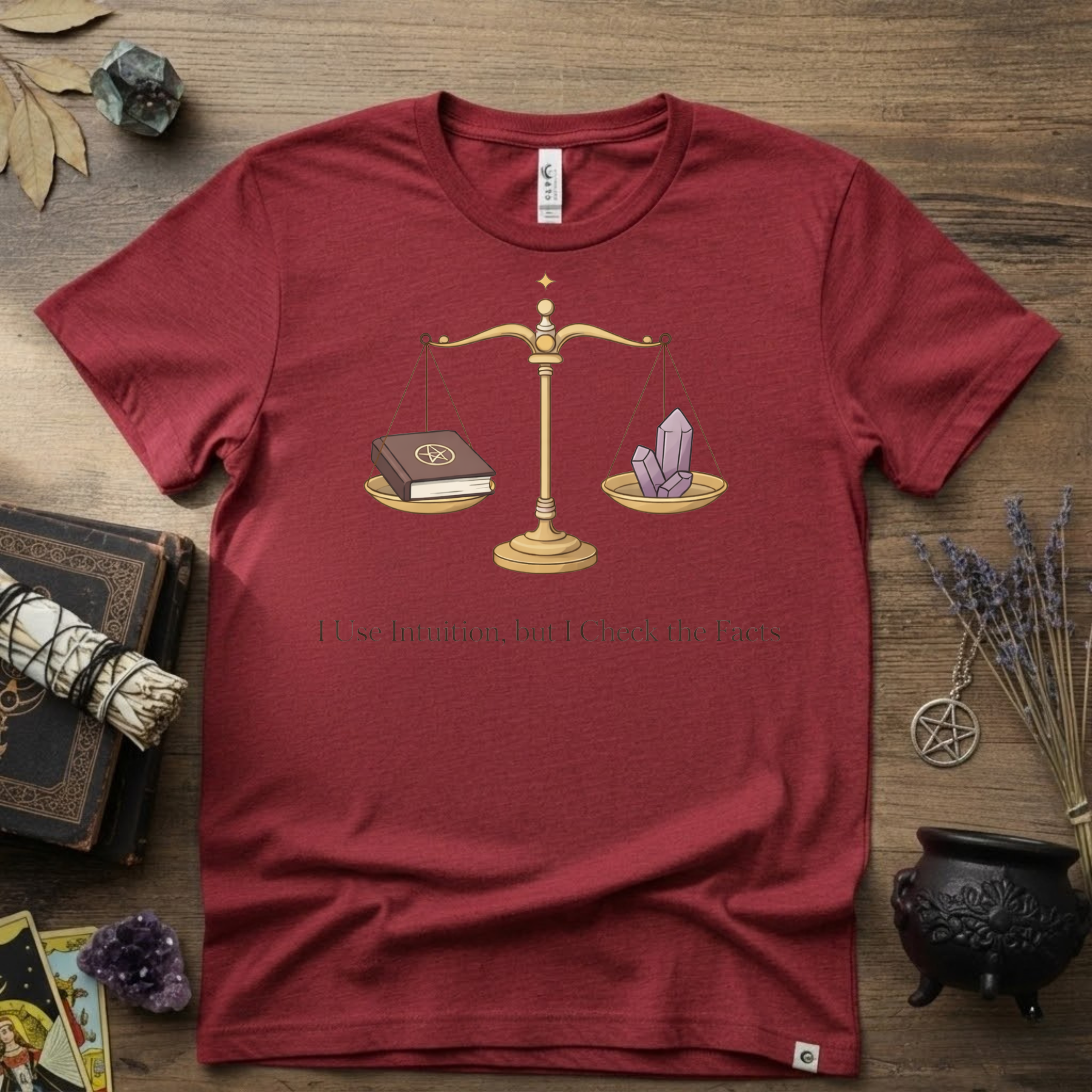 I Use Intuition But I Check The Facts T-Shirt | Witchy Feminist Magick