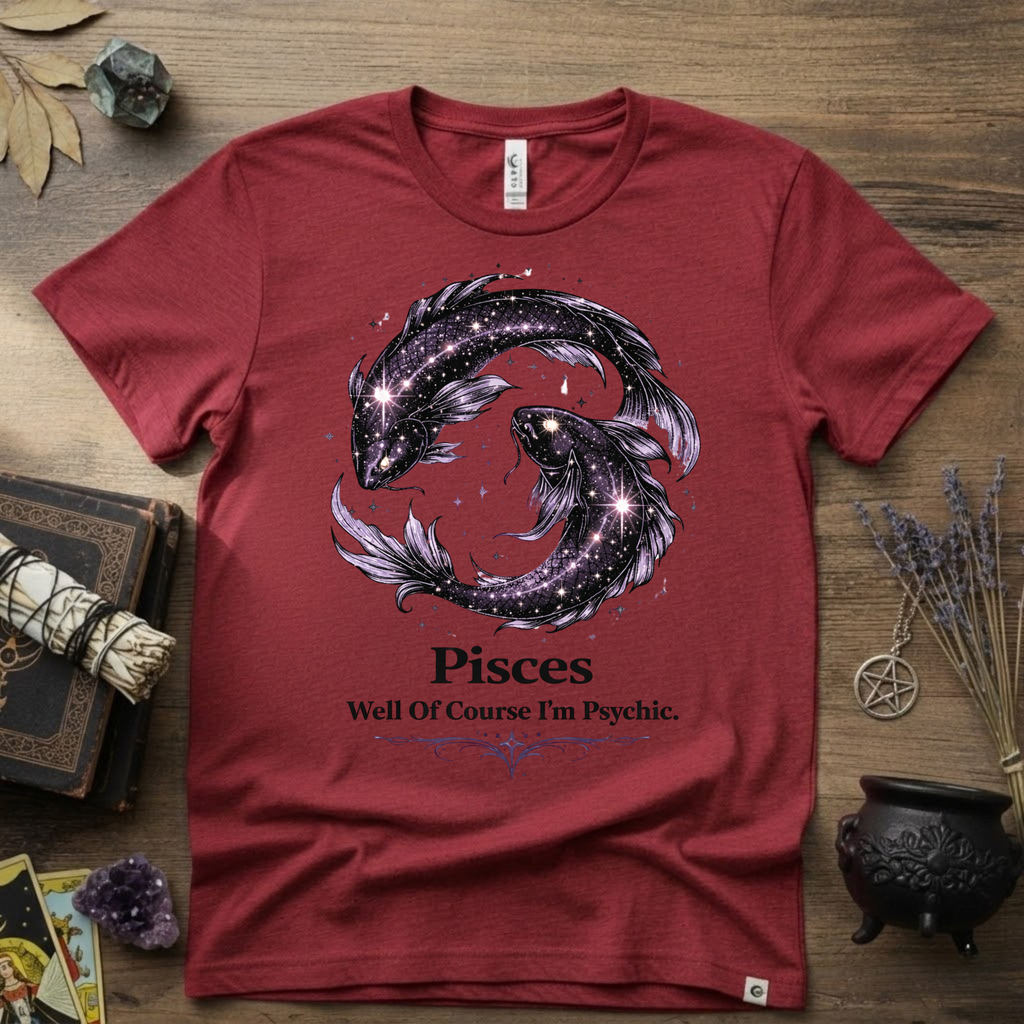 Pisces Zodiac T-Shirt — “Well of Course I'm Psychic” Horoscope Tee