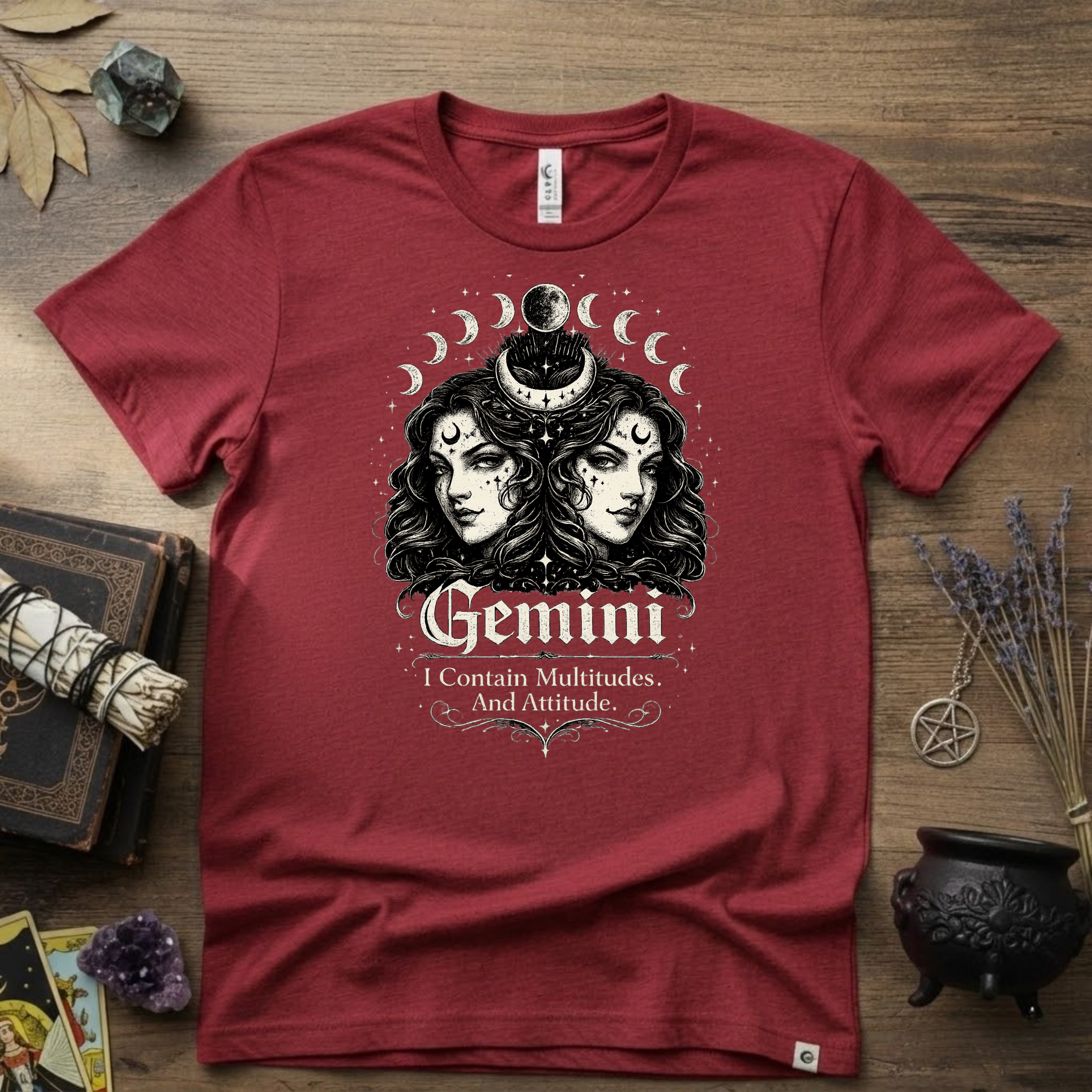 Gemini Zodiac 'I Contain Multitudes and Attitude' T-Shirt