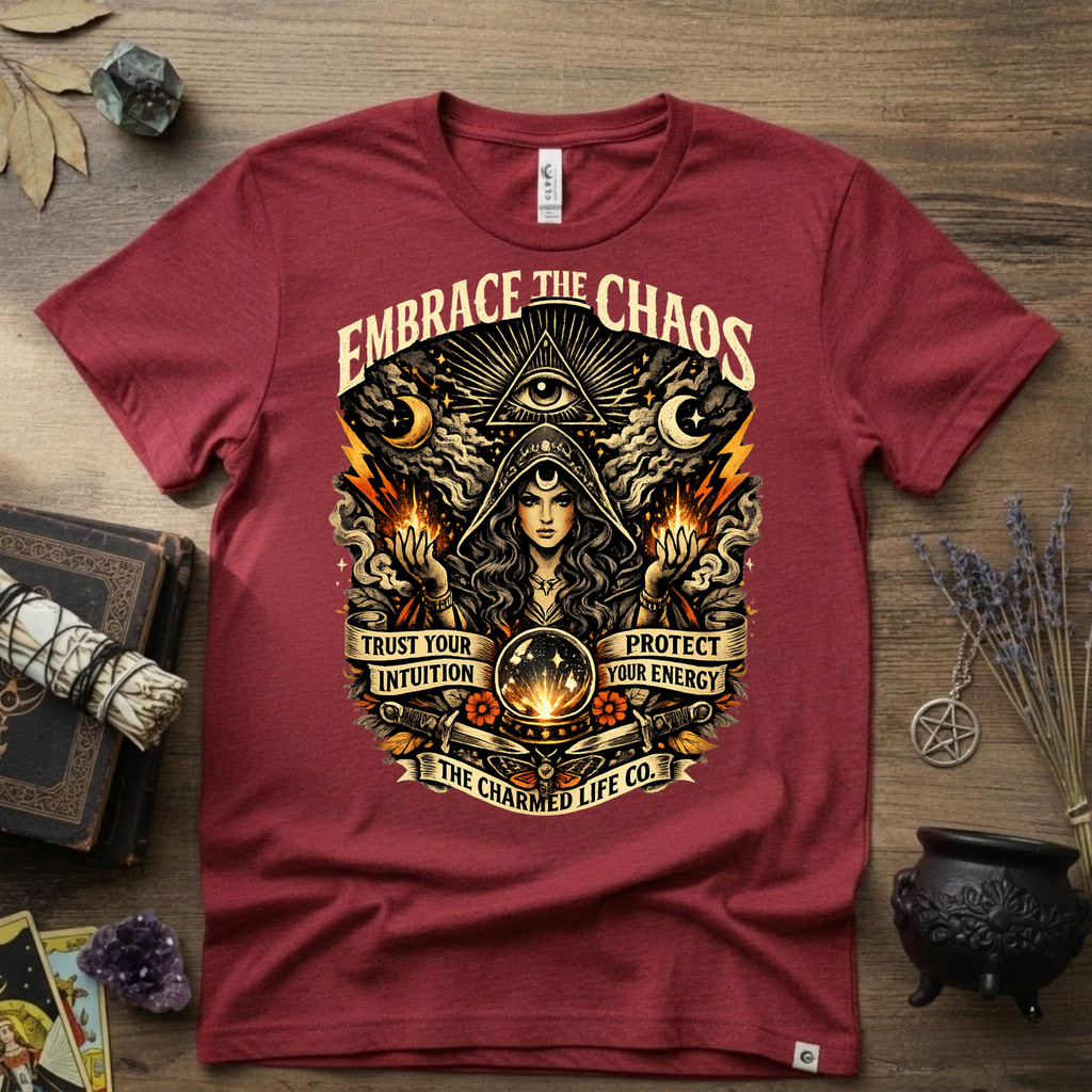 Witchy Tee "Embrace the Chaos" Graphic T-Shirt The Charmed Life Co. Logo