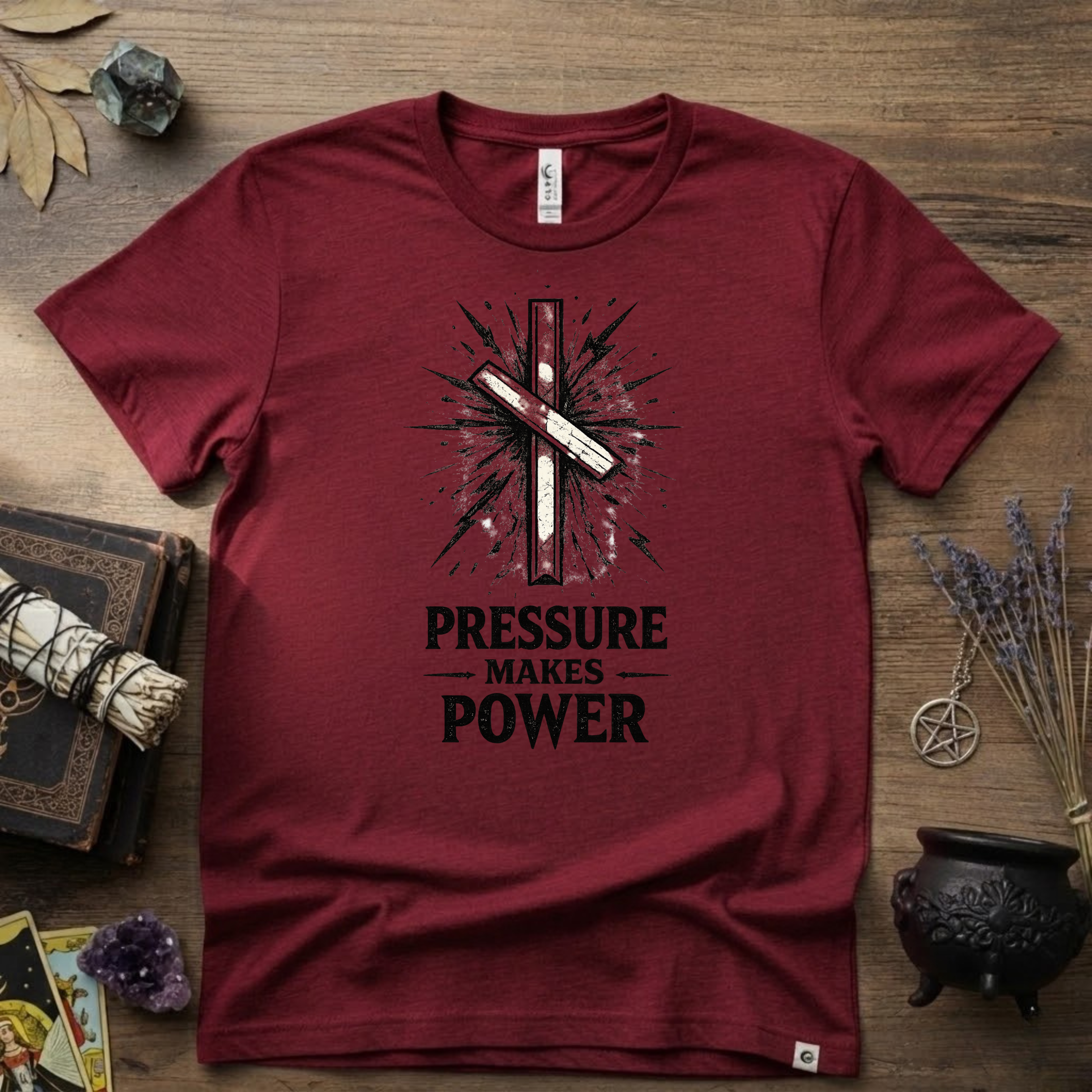 Nauthiz Rune "Pressure Makes Power" T-Shirt — Norse Rune Strength Tee