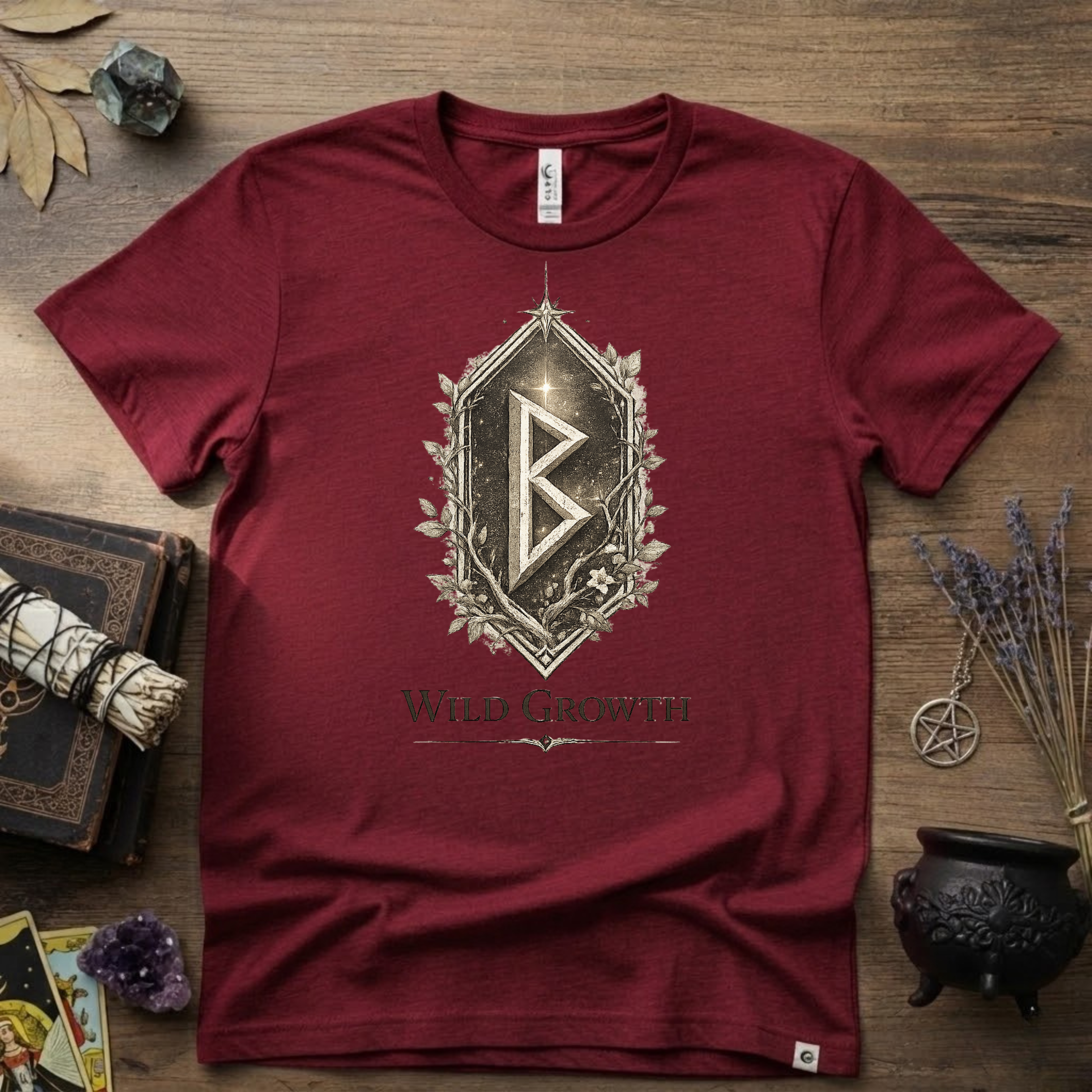 Berkano Rune T-Shirt — Wild Growth Pagan Symbol Tee