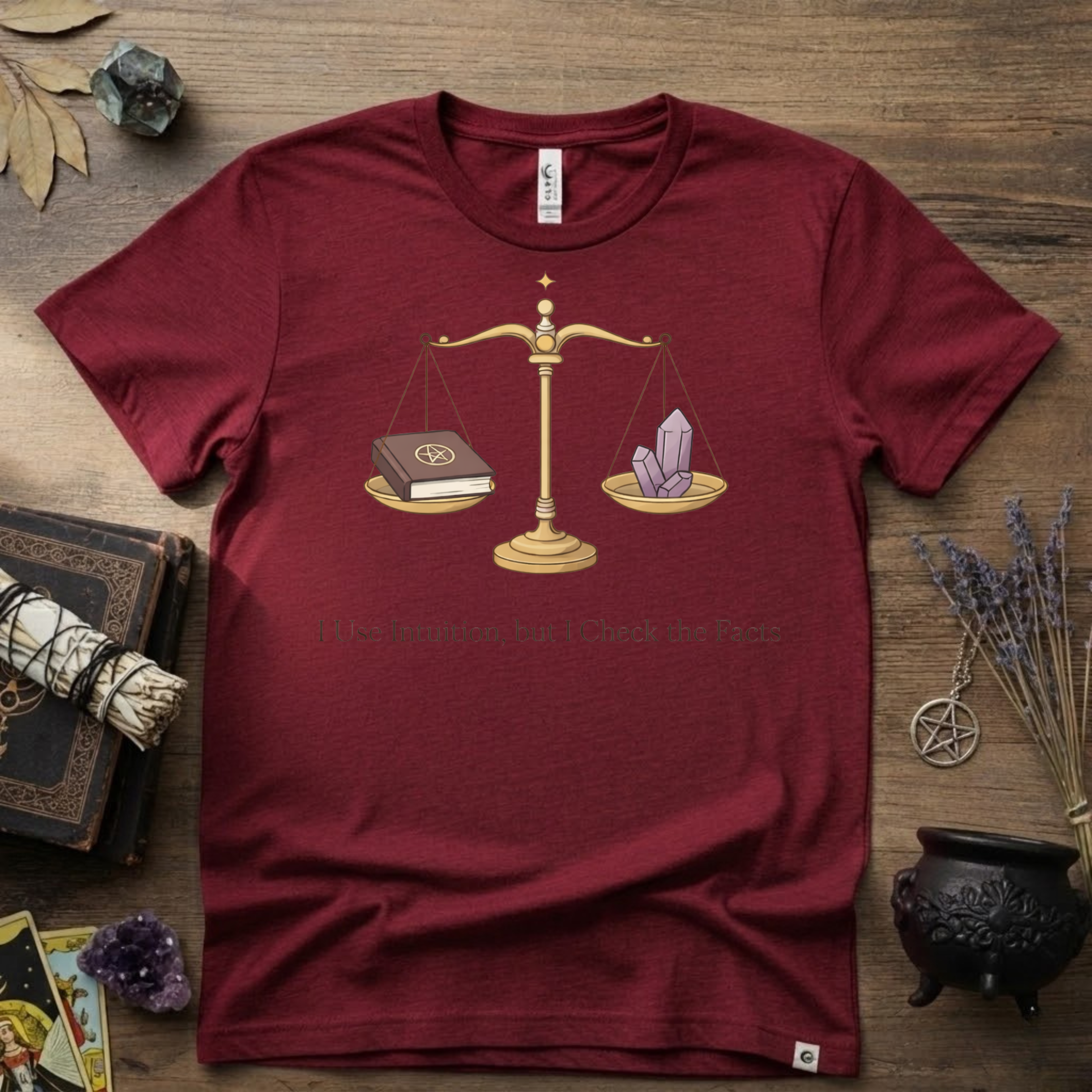 I Use Intuition But I Check The Facts T-Shirt | Witchy Feminist Magick