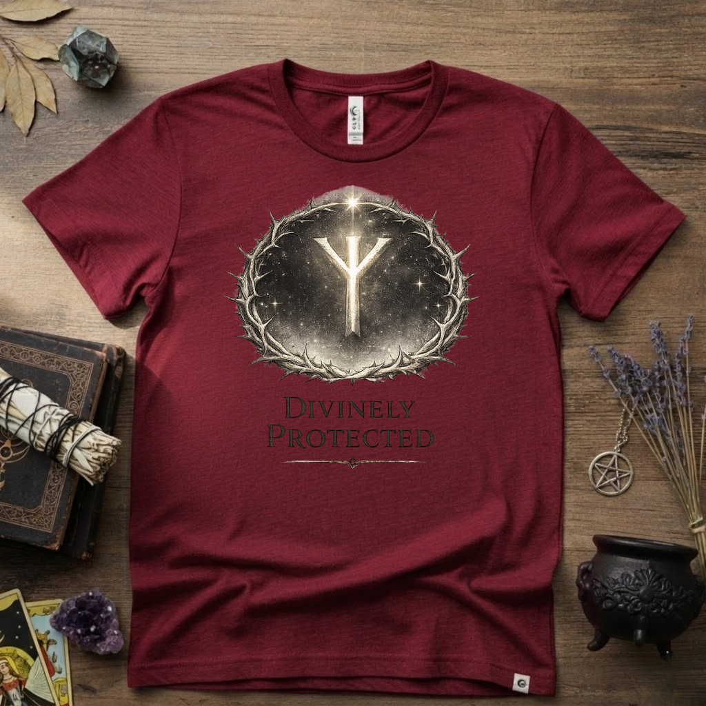 Divinely Protected Algiz Rune T-Shirt — Viking Protection Symbol Tee