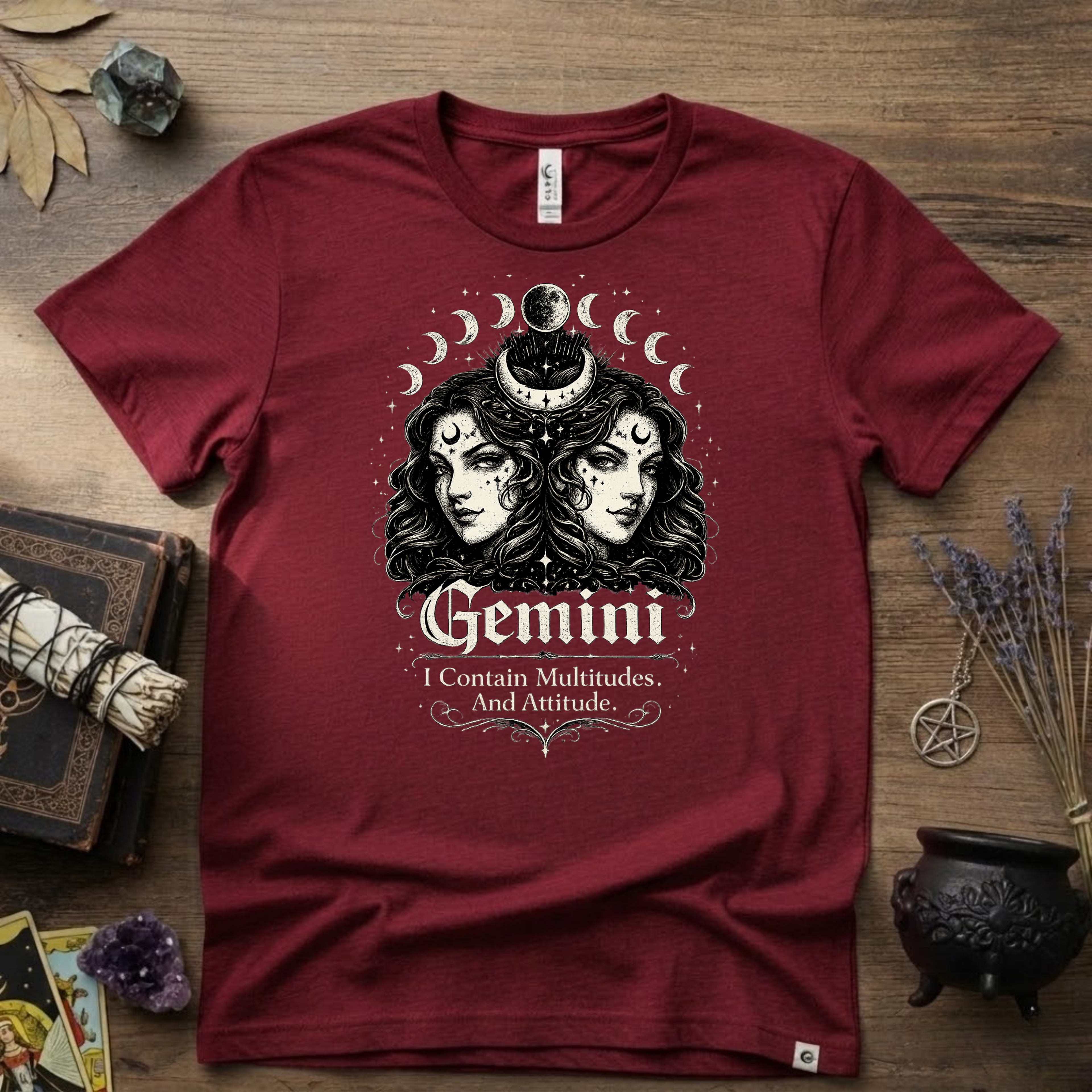 Gemini Zodiac 'I Contain Multitudes and Attitude' T-Shirt