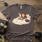 Familiar Snuggles Witchy T-Shirt — Cozy Cat Witch Tee