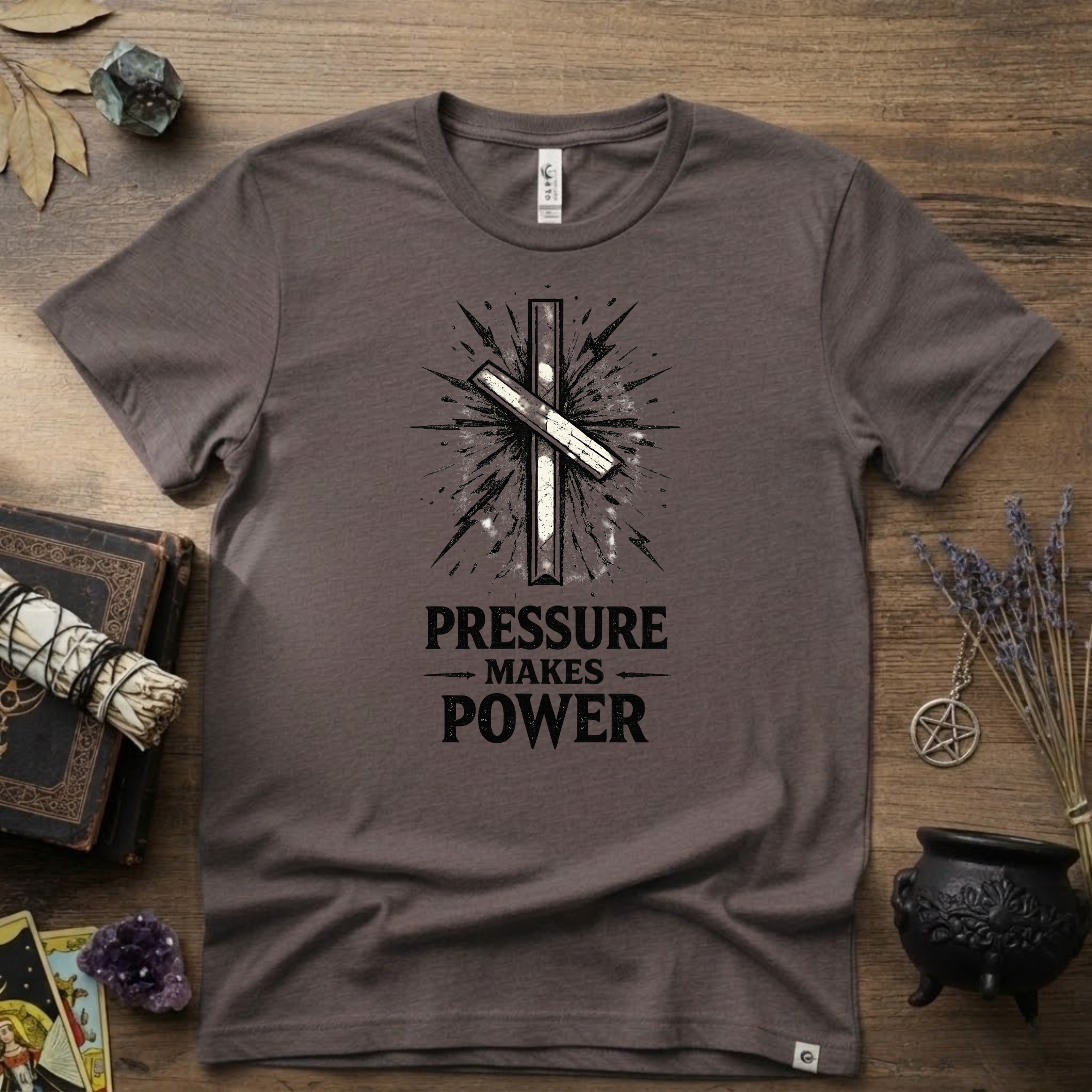 Nauthiz Rune "Pressure Makes Power" T-Shirt — Norse Rune Strength Tee