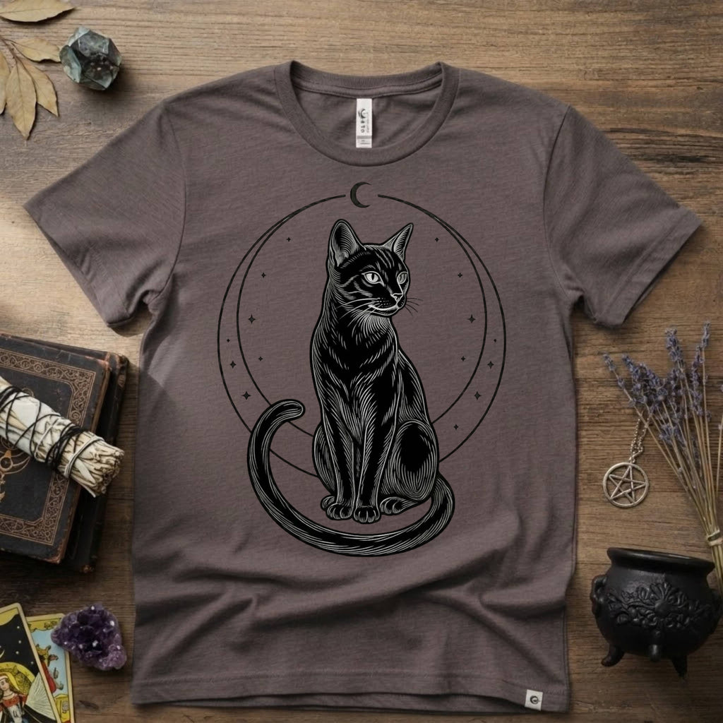 Black Cat Totem T-Shirt — Mystical Feline Graphic Tee
