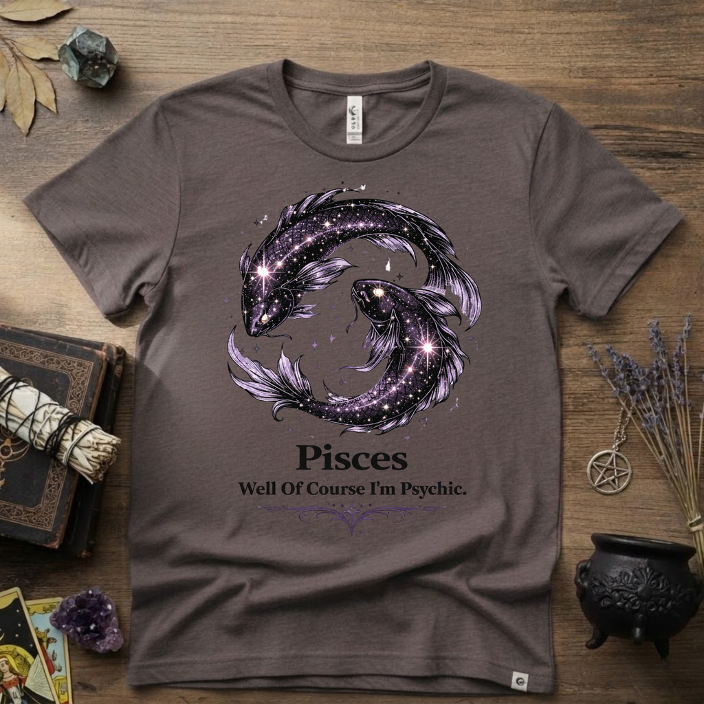 Pisces Zodiac T-Shirt — “Well of Course I'm Psychic” Horoscope Tee