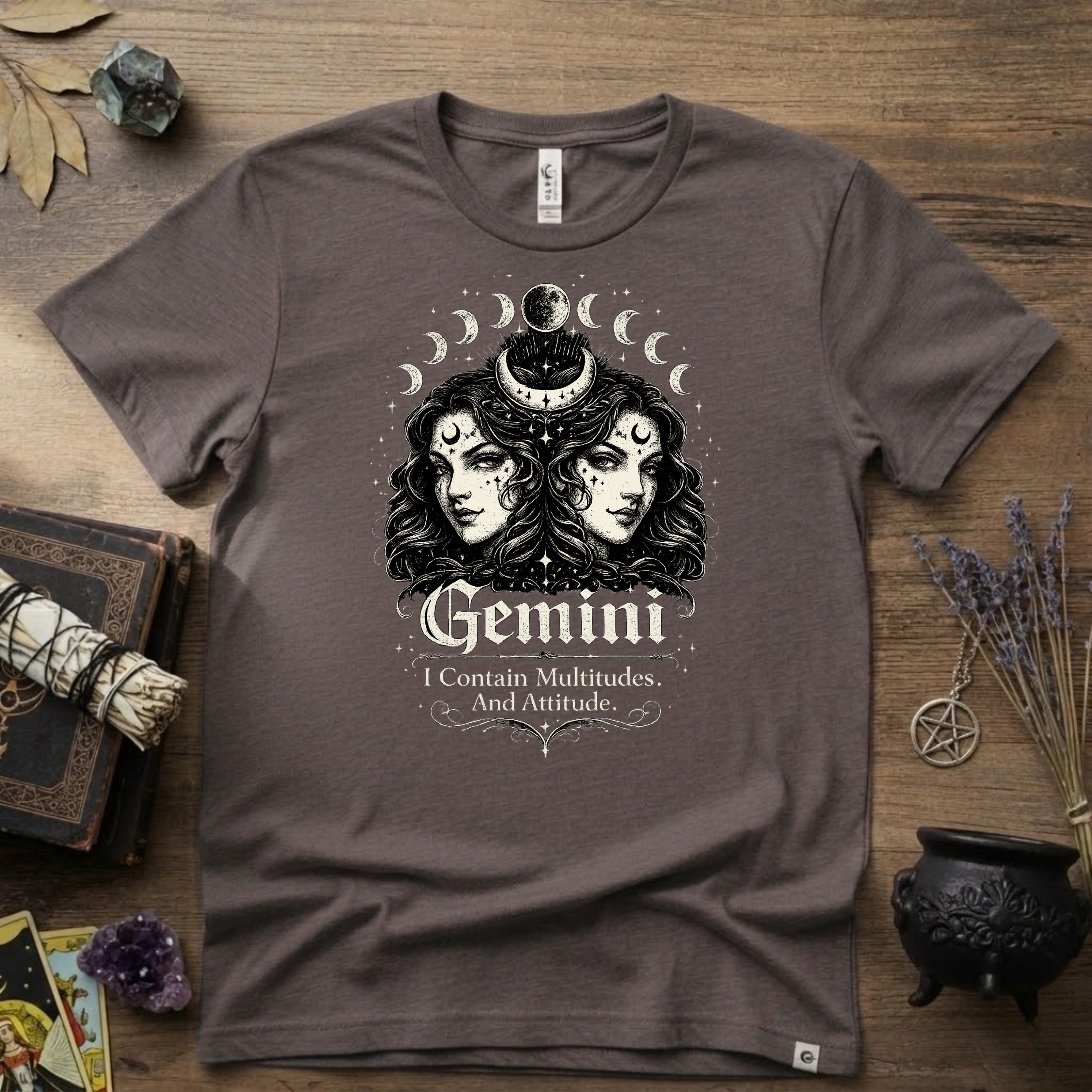 Gemini Zodiac 'I Contain Multitudes and Attitude' T-Shirt