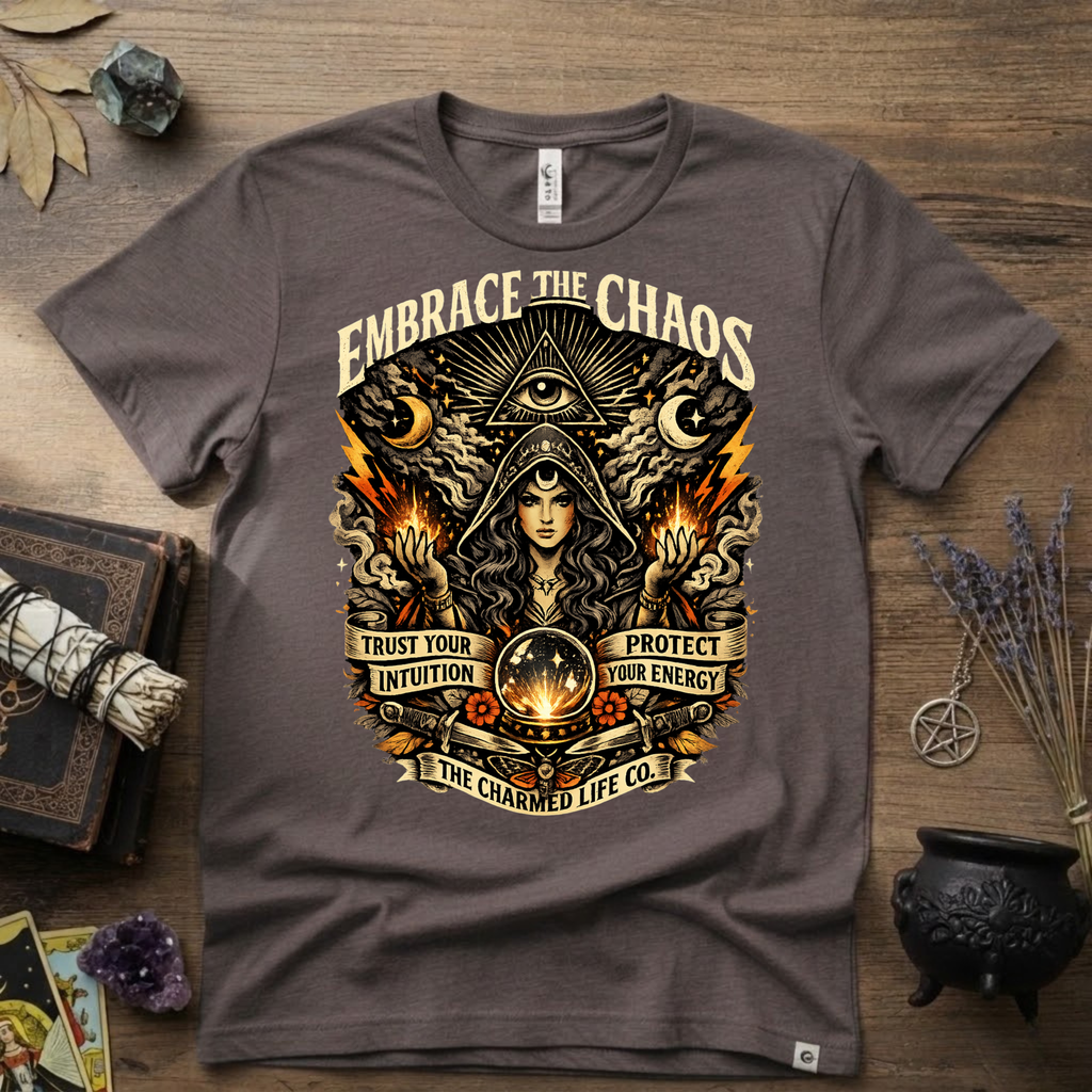 Witchy Tee "Embrace the Chaos" Graphic T-Shirt The Charmed Life Co. Logo