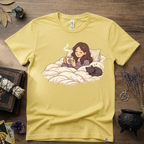 Familiar Snuggles Witchy T-Shirt — Cozy Cat Witch Tee