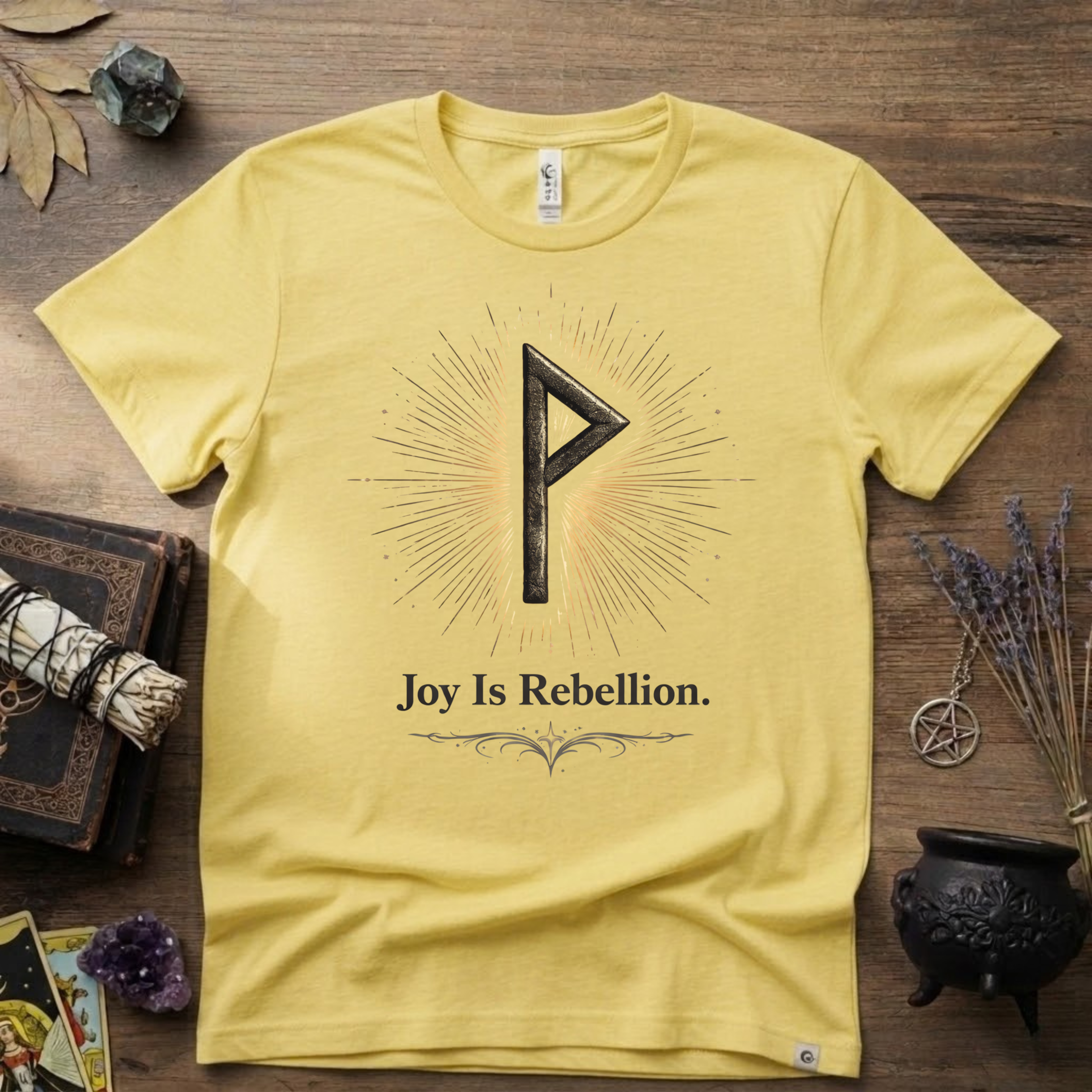 Wunjo Rune "Joy is Rebellion" T-Shirt