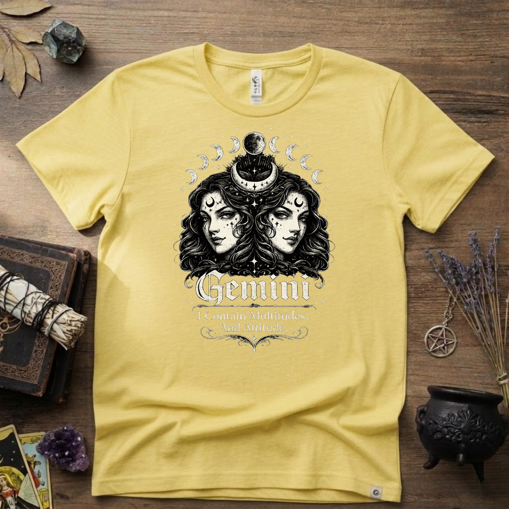 Gemini Zodiac 'I Contain Multitudes and Attitude' T-Shirt