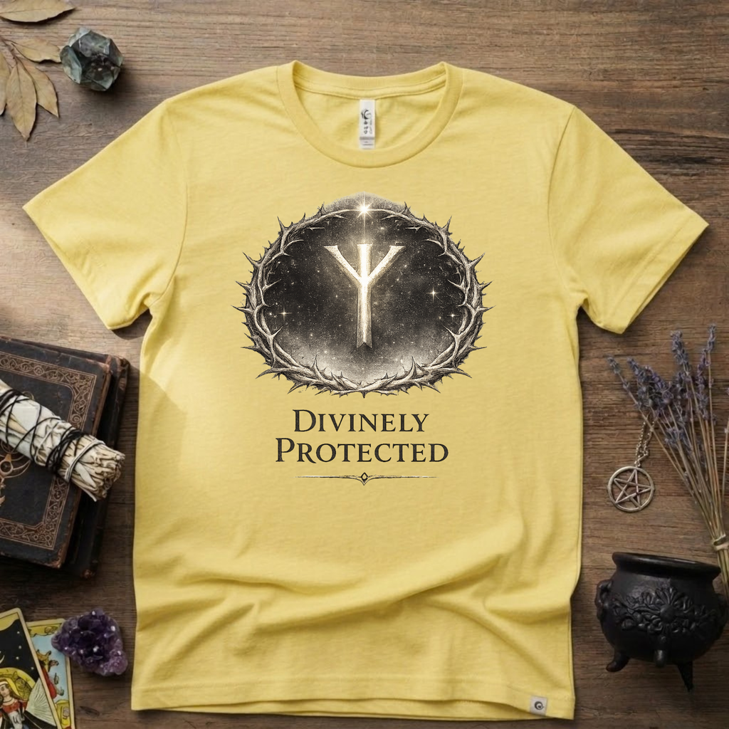 Divinely Protected Algiz Rune T-Shirt — Viking Protection Symbol Tee