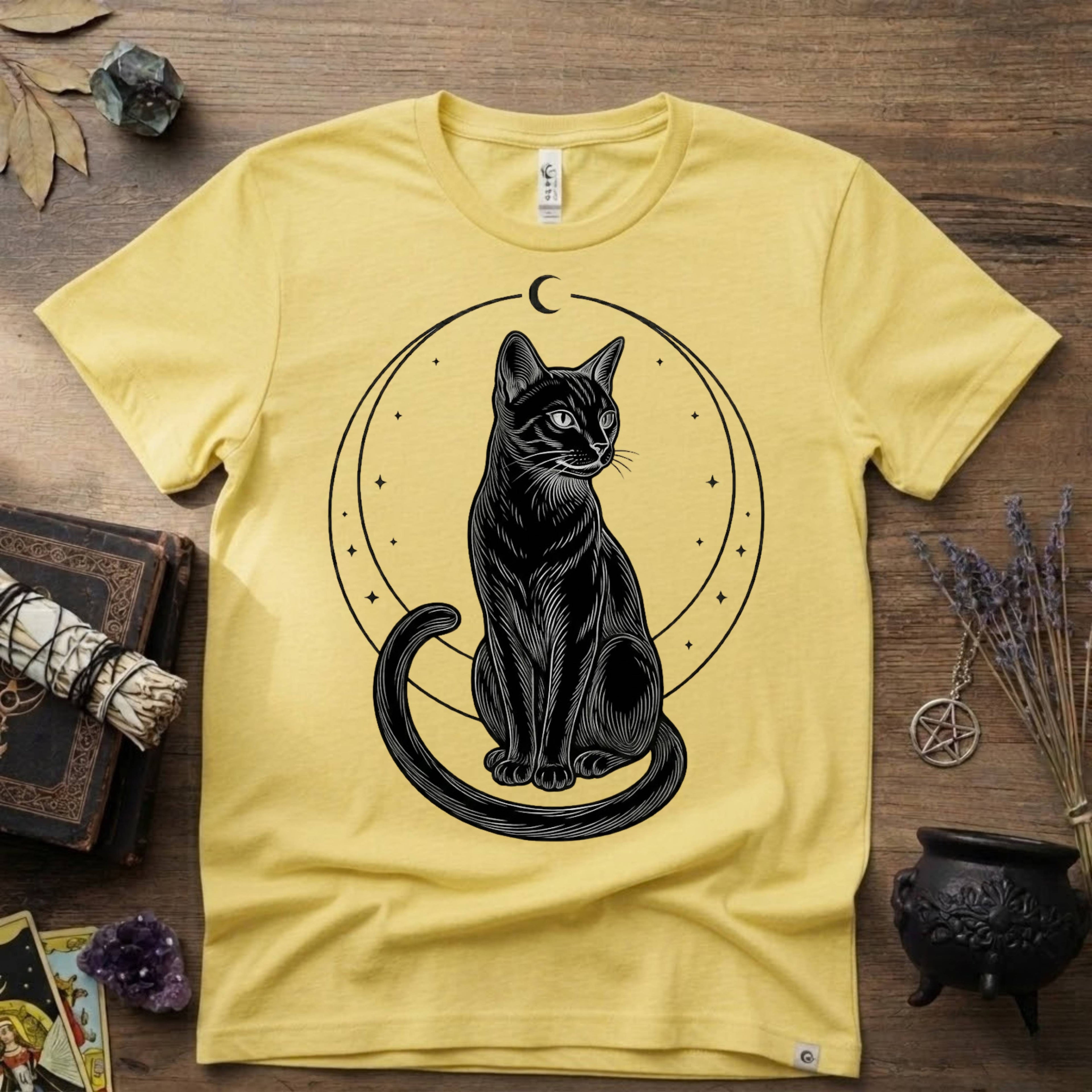 Black Cat Totem T-Shirt — Mystical Feline Graphic Tee