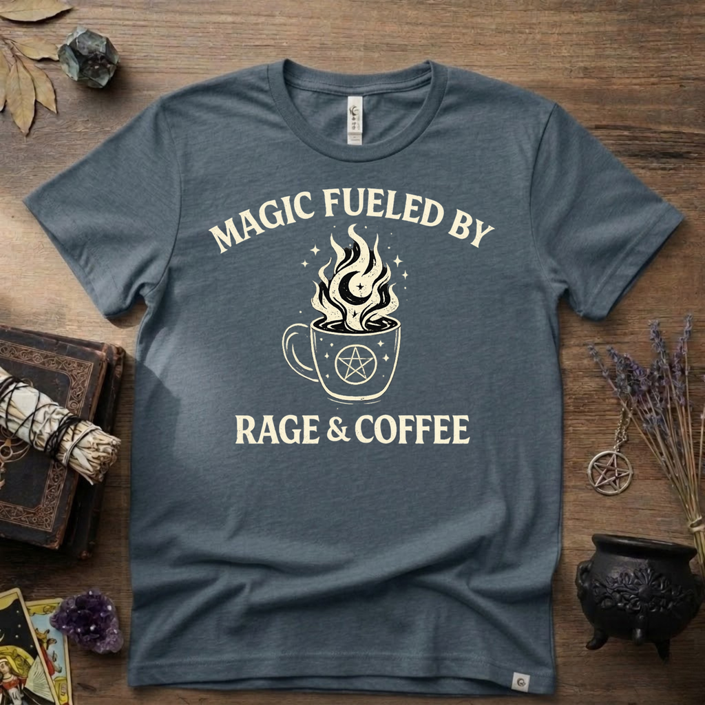 Witchy T-Shirt — "Magic Fueled by Rage and Coffee"