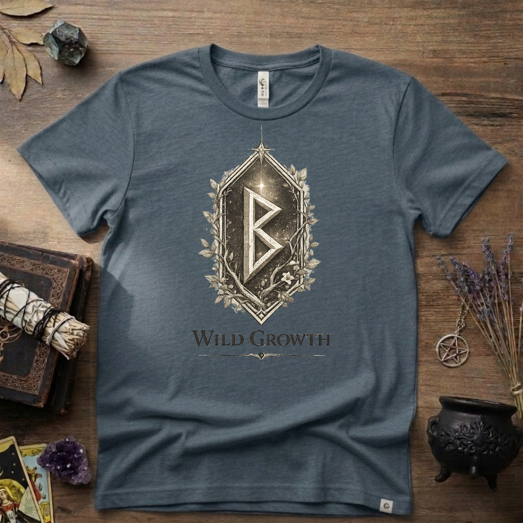 Berkano Rune T-Shirt — Wild Growth Pagan Symbol Tee