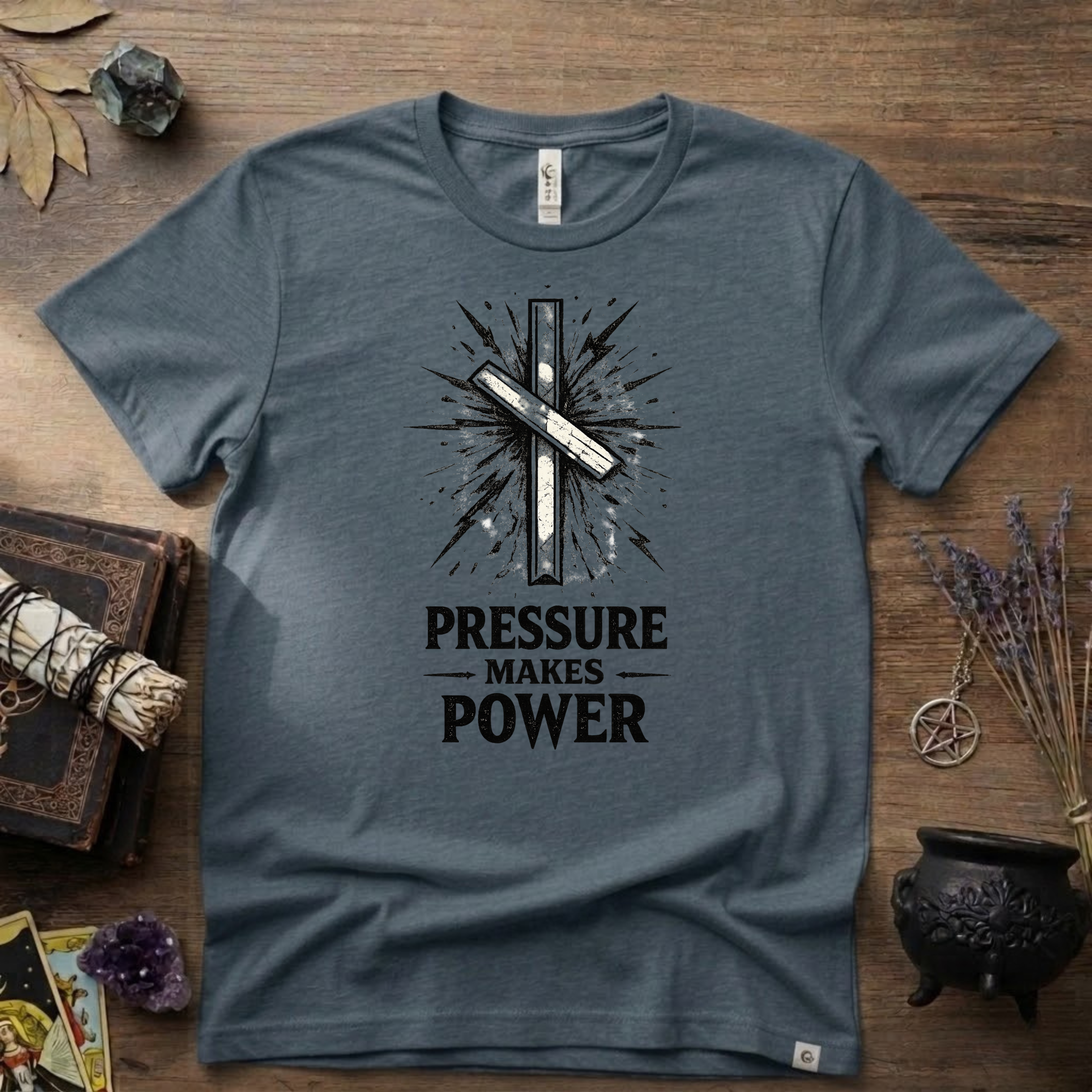 Nauthiz Rune "Pressure Makes Power" T-Shirt — Norse Rune Strength Tee