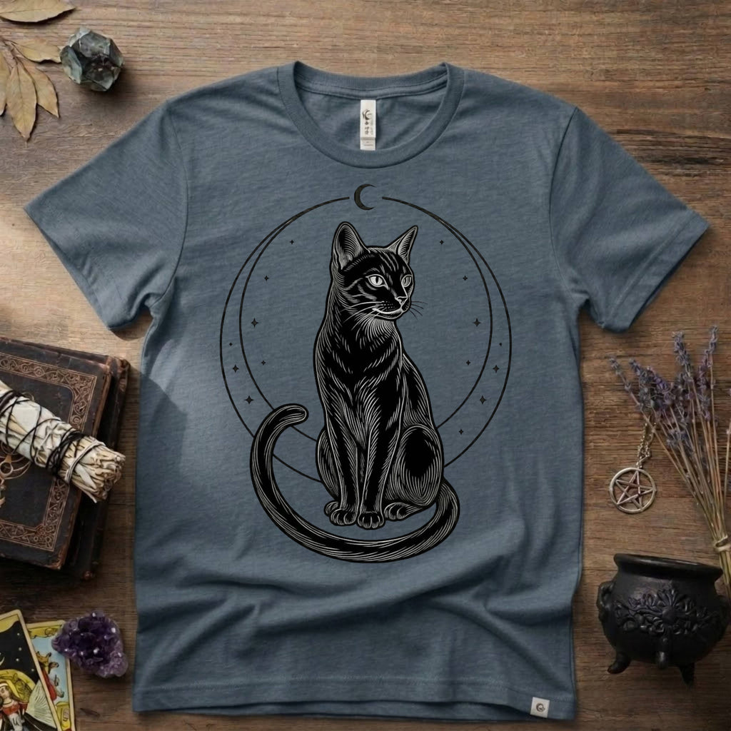 Black Cat Totem T-Shirt — Mystical Feline Graphic Tee
