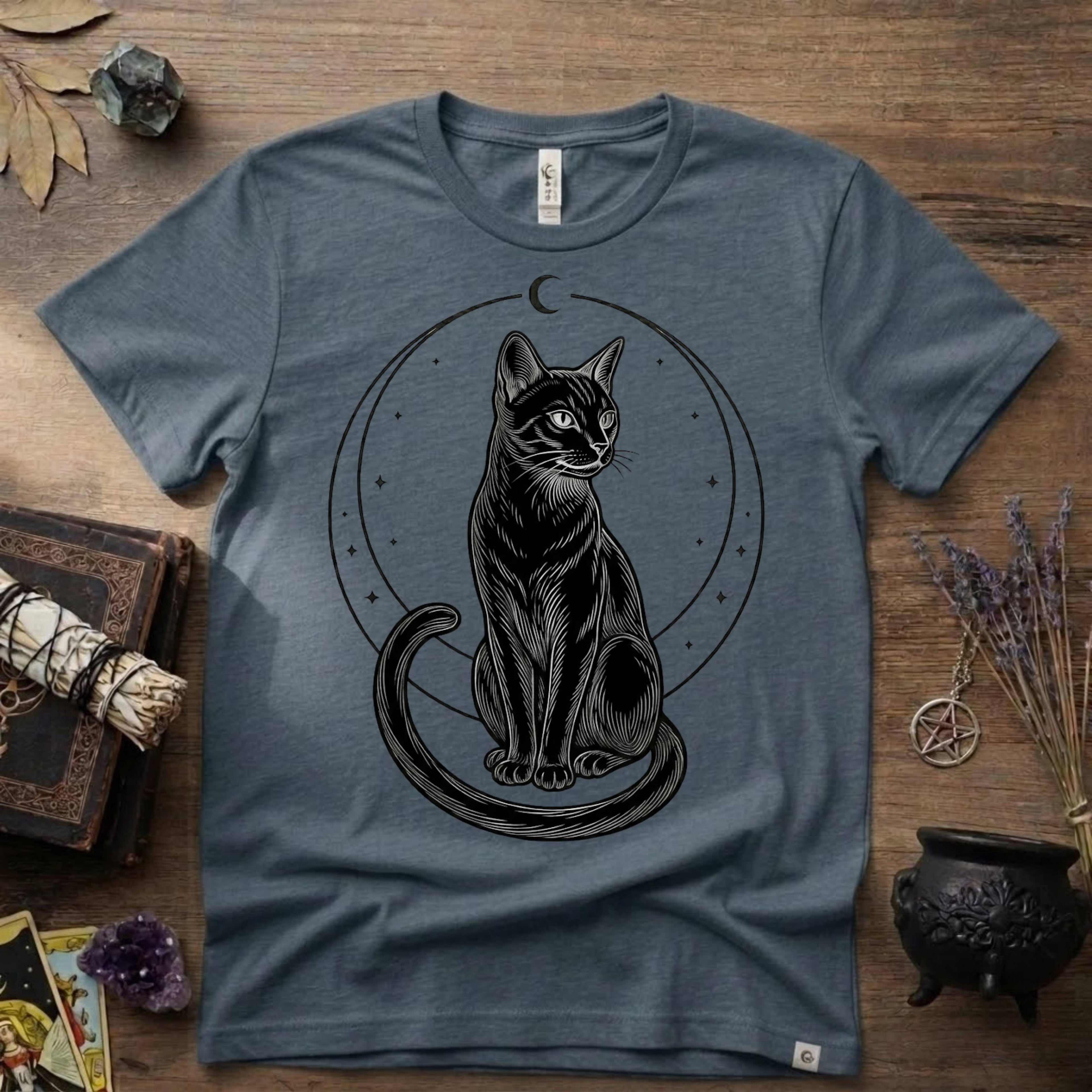 Black Cat Totem T-Shirt — Mystical Feline Graphic Tee