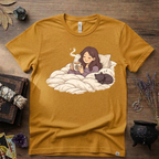 Familiar Snuggles Witchy T-Shirt — Cozy Cat Witch Tee