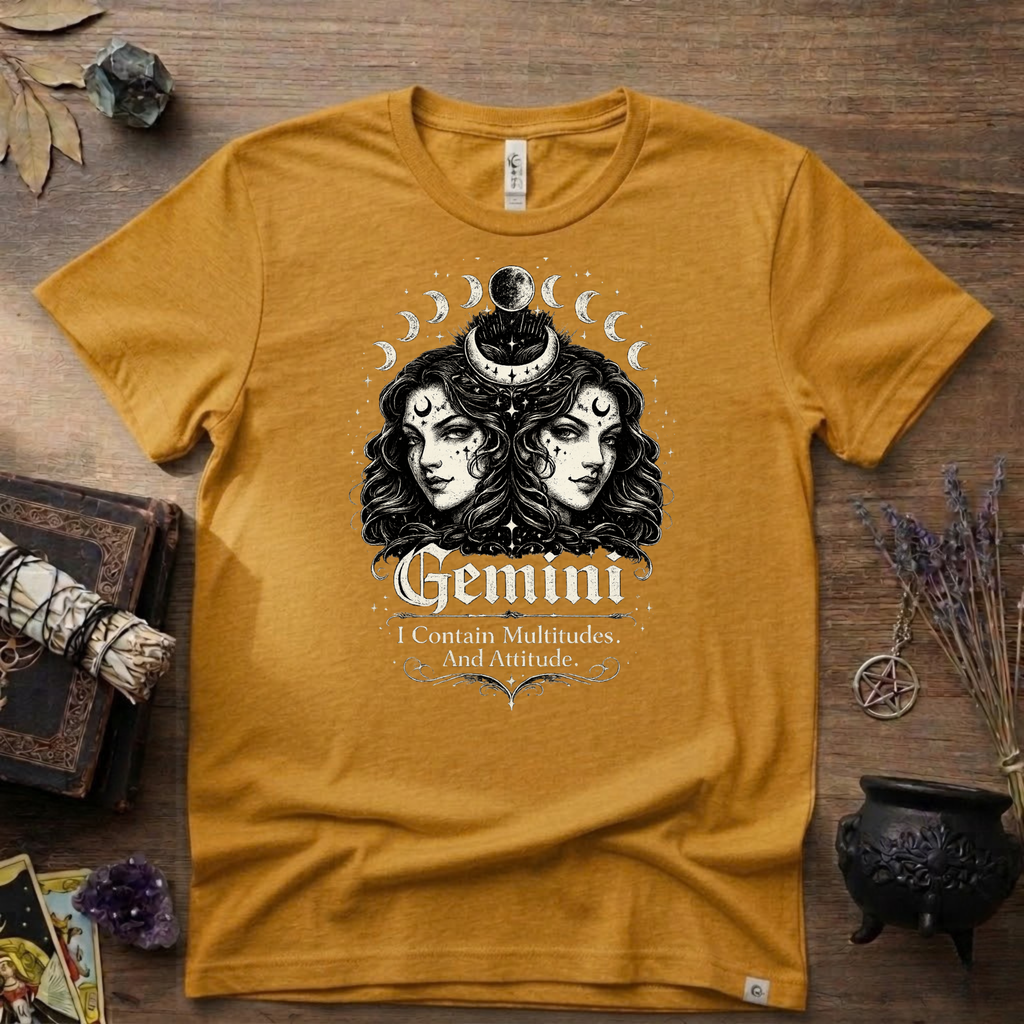 Gemini Zodiac 'I Contain Multitudes and Attitude' T-Shirt
