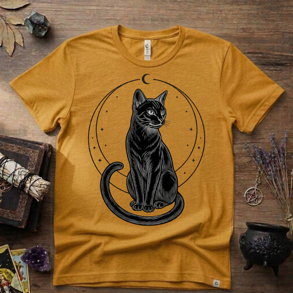 Black Cat Totem T-Shirt — Mystical Feline Graphic Tee
