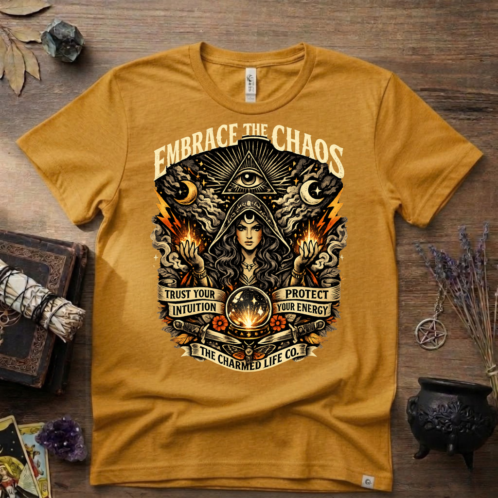 Witchy Tee "Embrace the Chaos" Graphic T-Shirt The Charmed Life Co. Logo