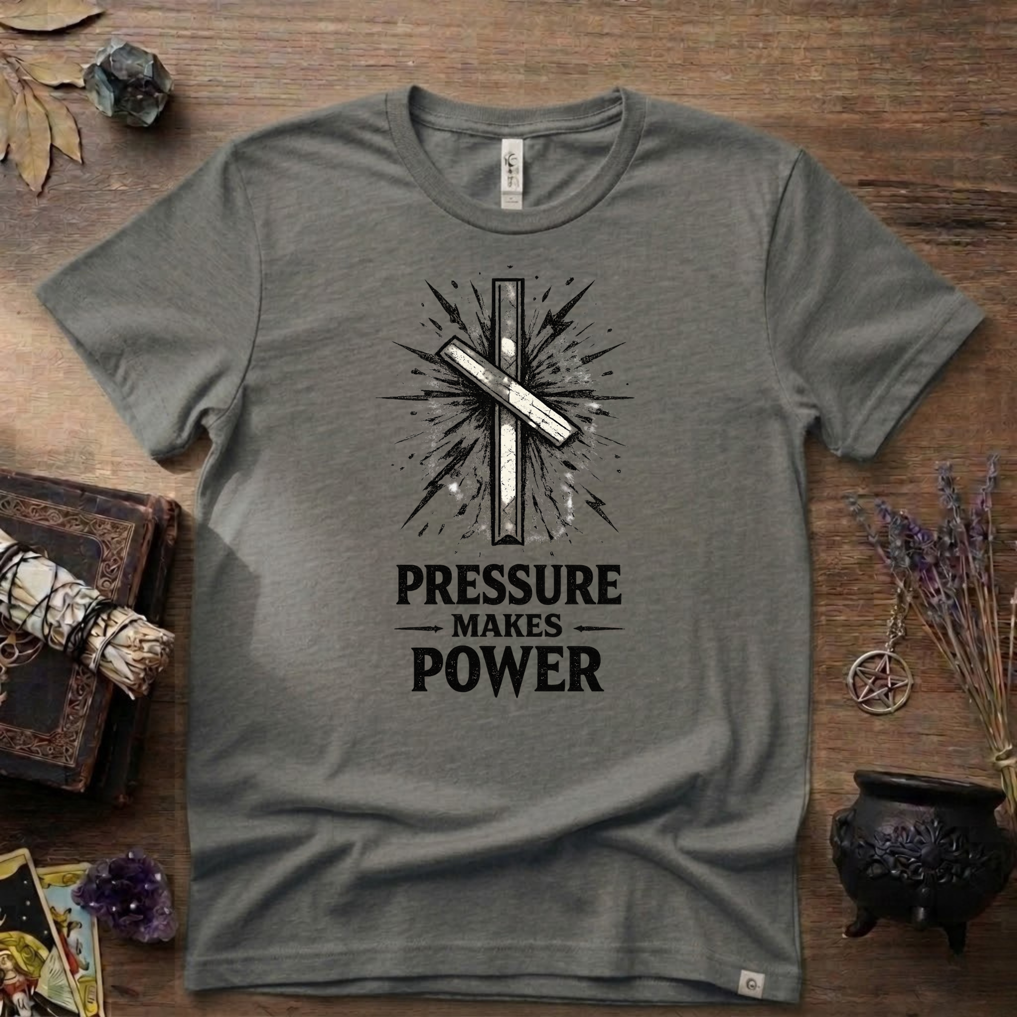 Nauthiz Rune "Pressure Makes Power" T-Shirt — Norse Rune Strength Tee
