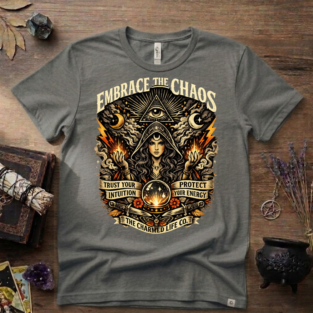 Witchy Tee "Embrace the Chaos" Graphic T-Shirt The Charmed Life Co. Logo