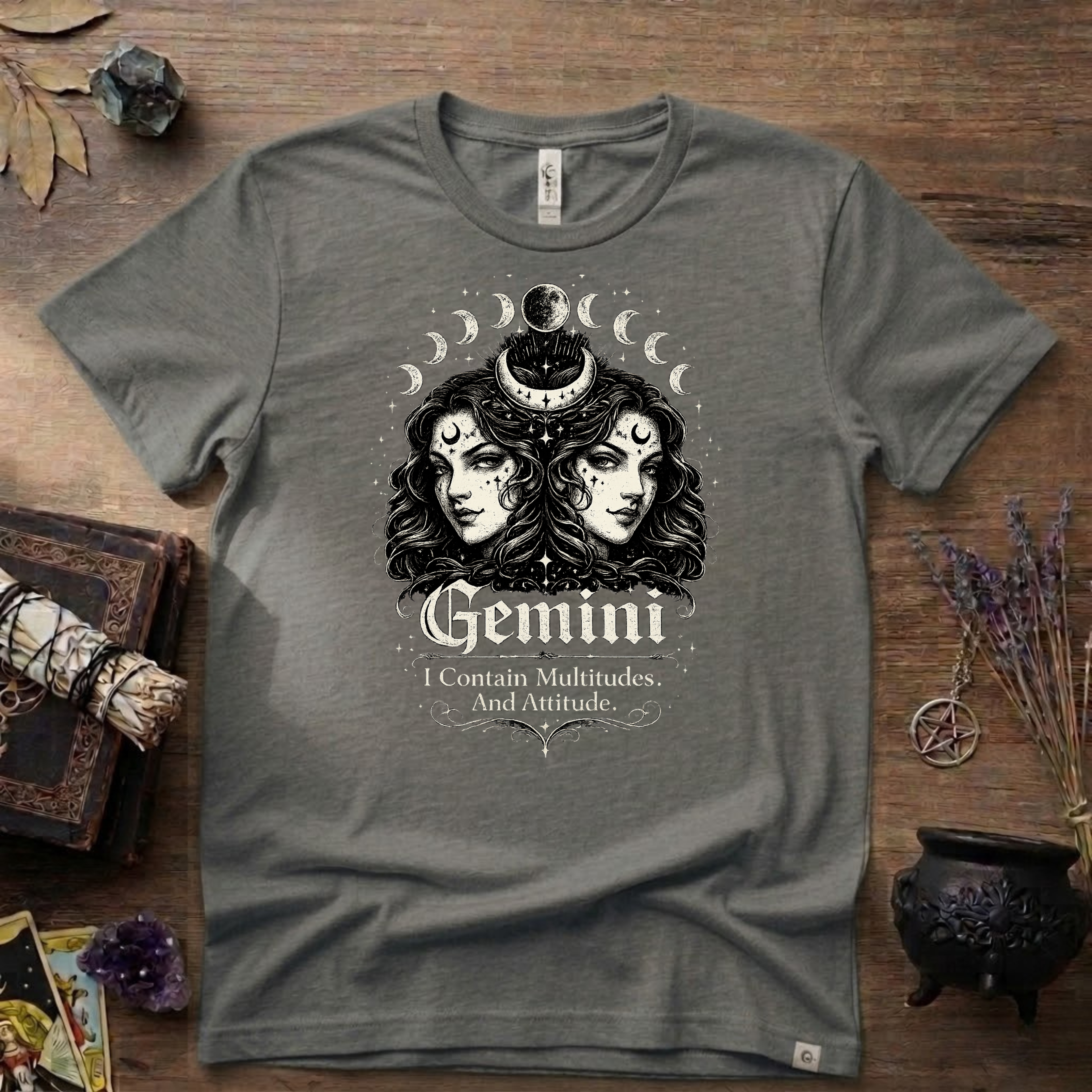 Gemini Zodiac 'I Contain Multitudes and Attitude' T-Shirt