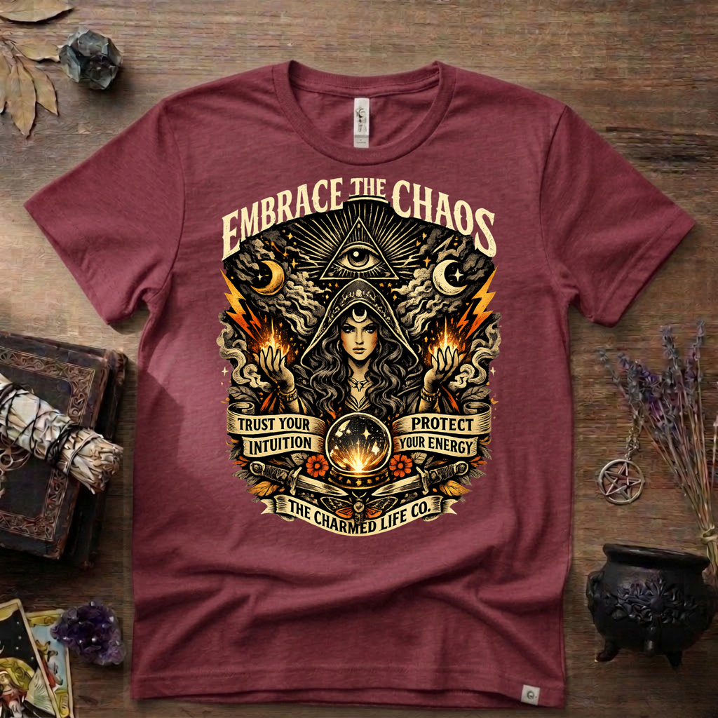 Witchy Tee "Embrace the Chaos" Graphic T-Shirt The Charmed Life Co. Logo