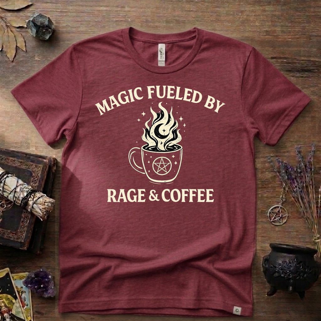 Witchy T-Shirt — "Magic Fueled by Rage and Coffee"