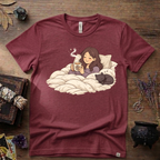 Familiar Snuggles Witchy T-Shirt — Cozy Cat Witch Tee