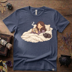 Familiar Snuggles Witchy T-Shirt — Cozy Cat Witch Tee