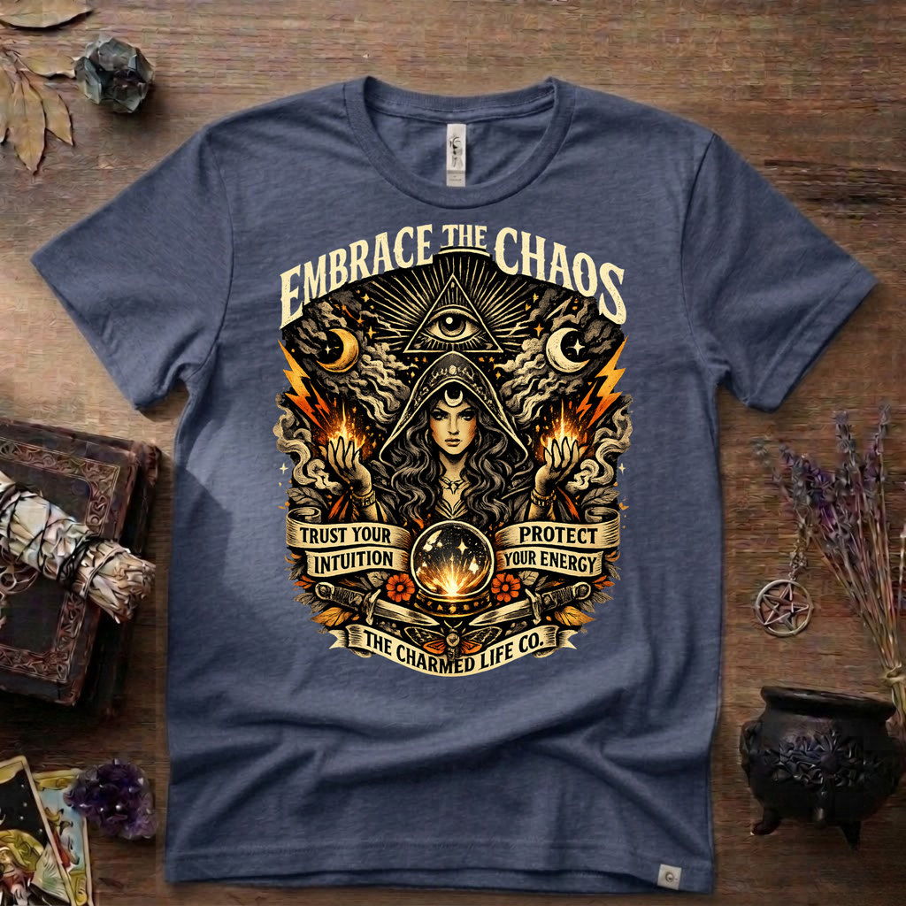 Witchy Tee "Embrace the Chaos" Graphic T-Shirt The Charmed Life Co. Logo