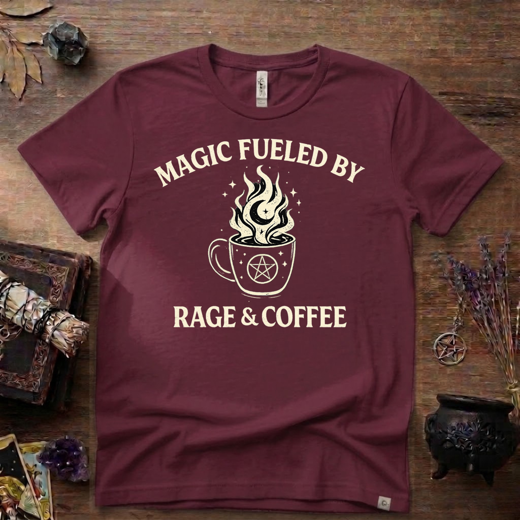 Witchy T-Shirt — "Magic Fueled by Rage and Coffee"