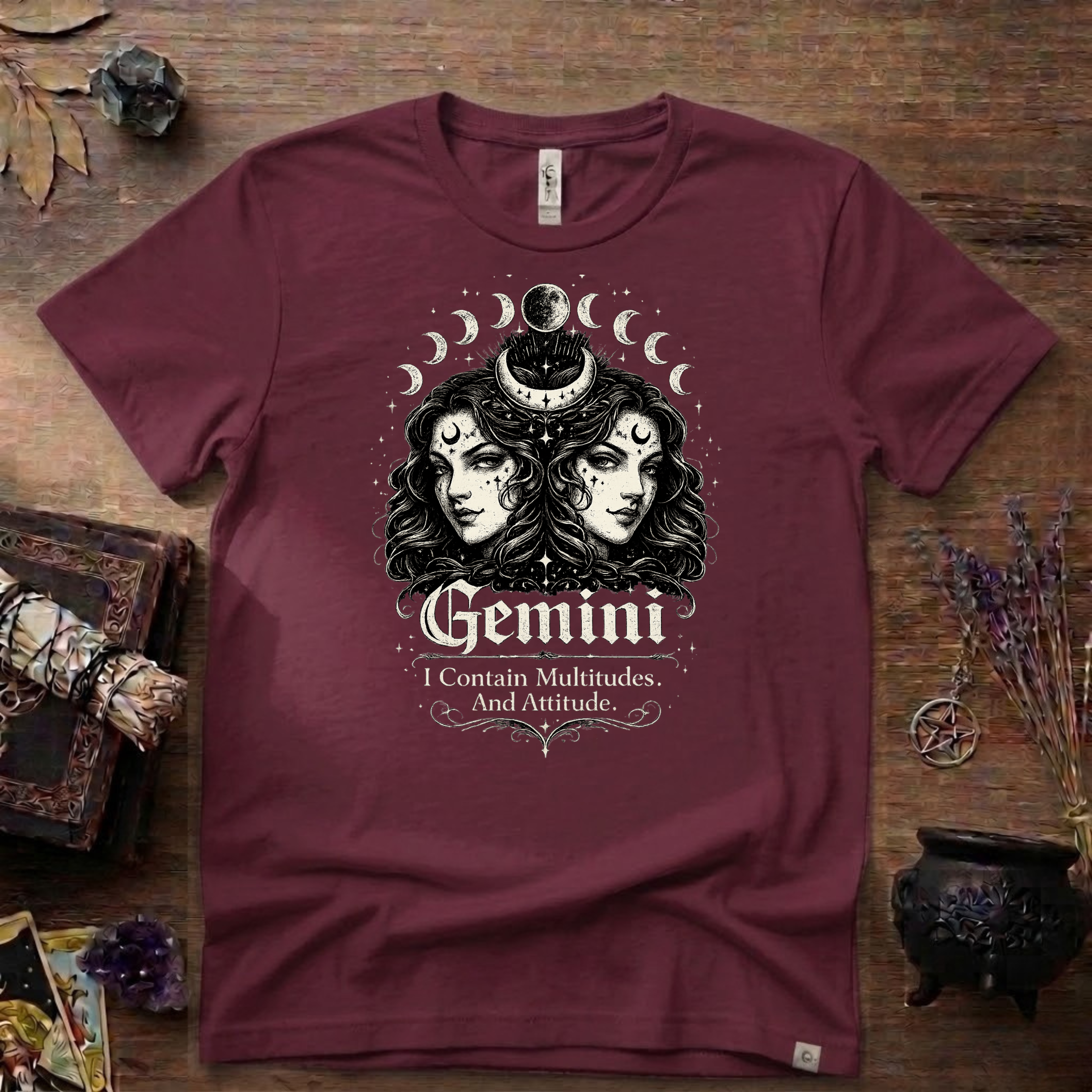 Gemini Zodiac 'I Contain Multitudes and Attitude' T-Shirt