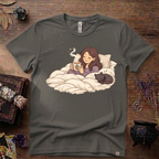 Familiar Snuggles Witchy T-Shirt — Cozy Cat Witch Tee