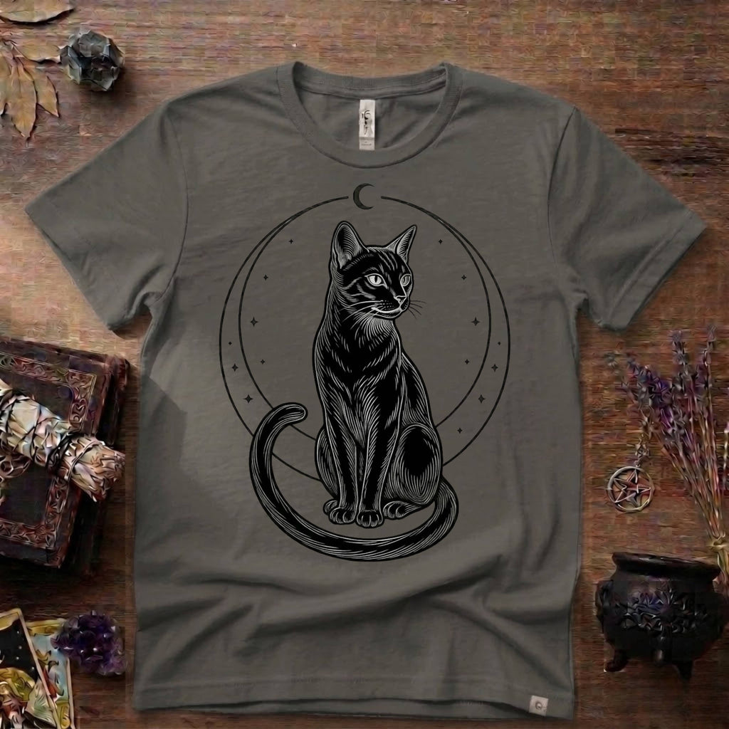 Black Cat Totem T-Shirt — Mystical Feline Graphic Tee