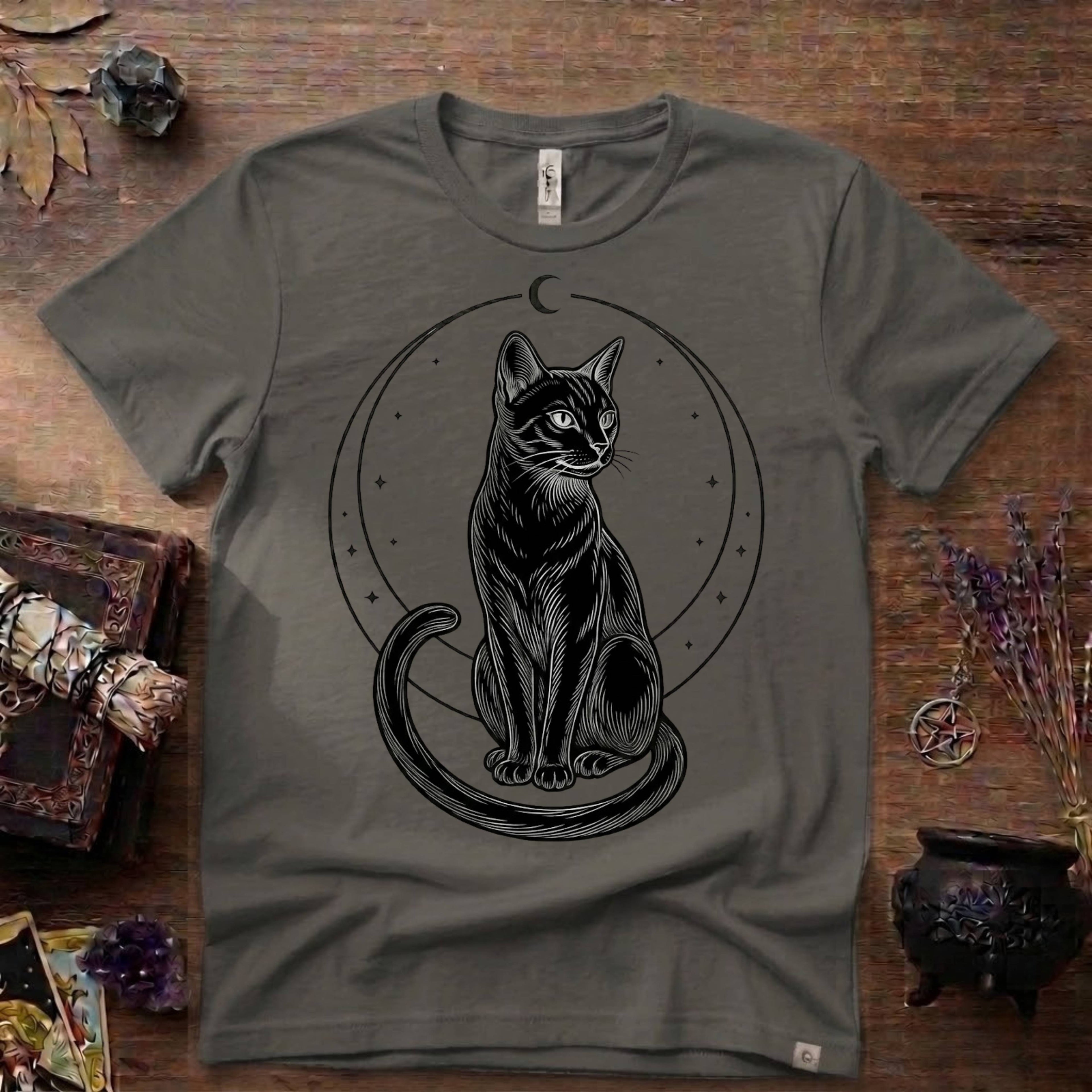 Black Cat Totem T-Shirt — Mystical Feline Graphic Tee