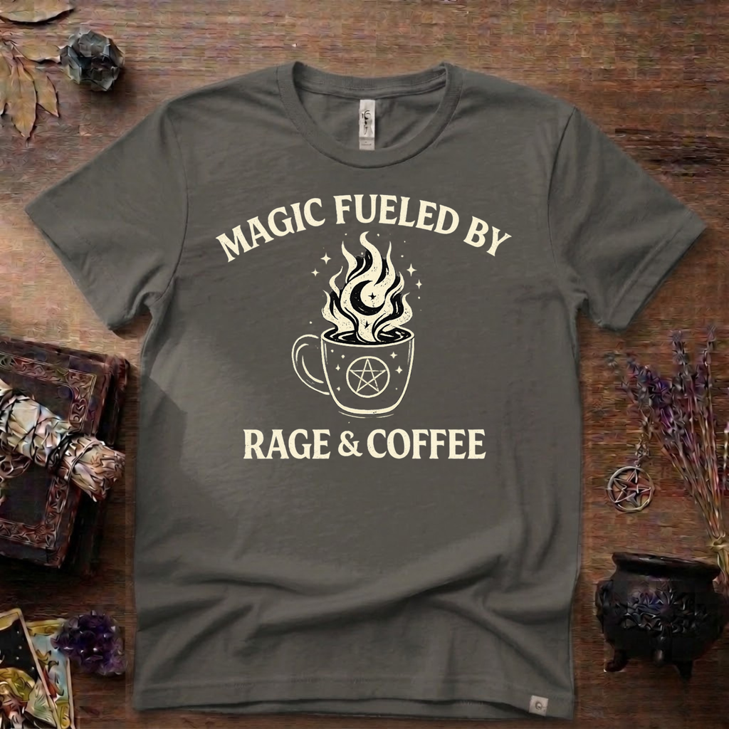 Witchy T-Shirt — "Magic Fueled by Rage and Coffee"