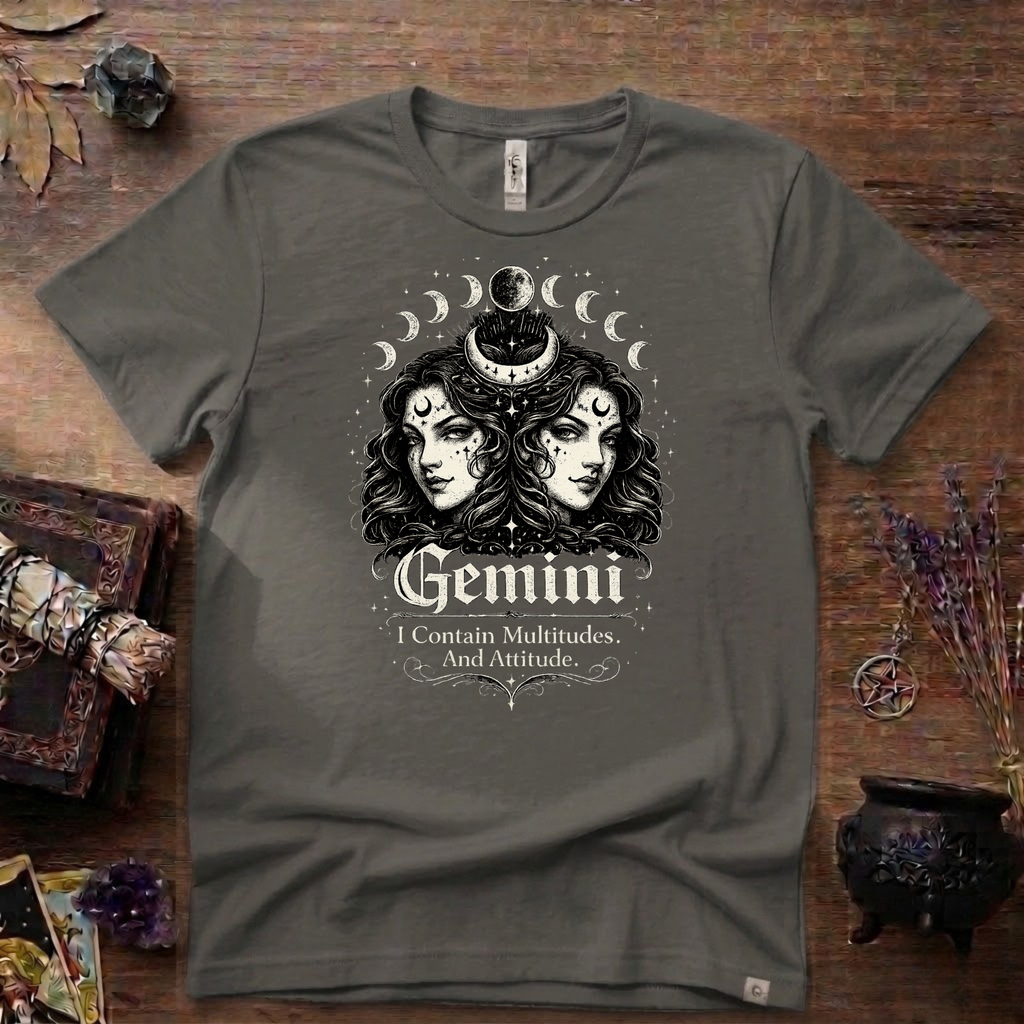 Gemini Zodiac 'I Contain Multitudes and Attitude' T-Shirt