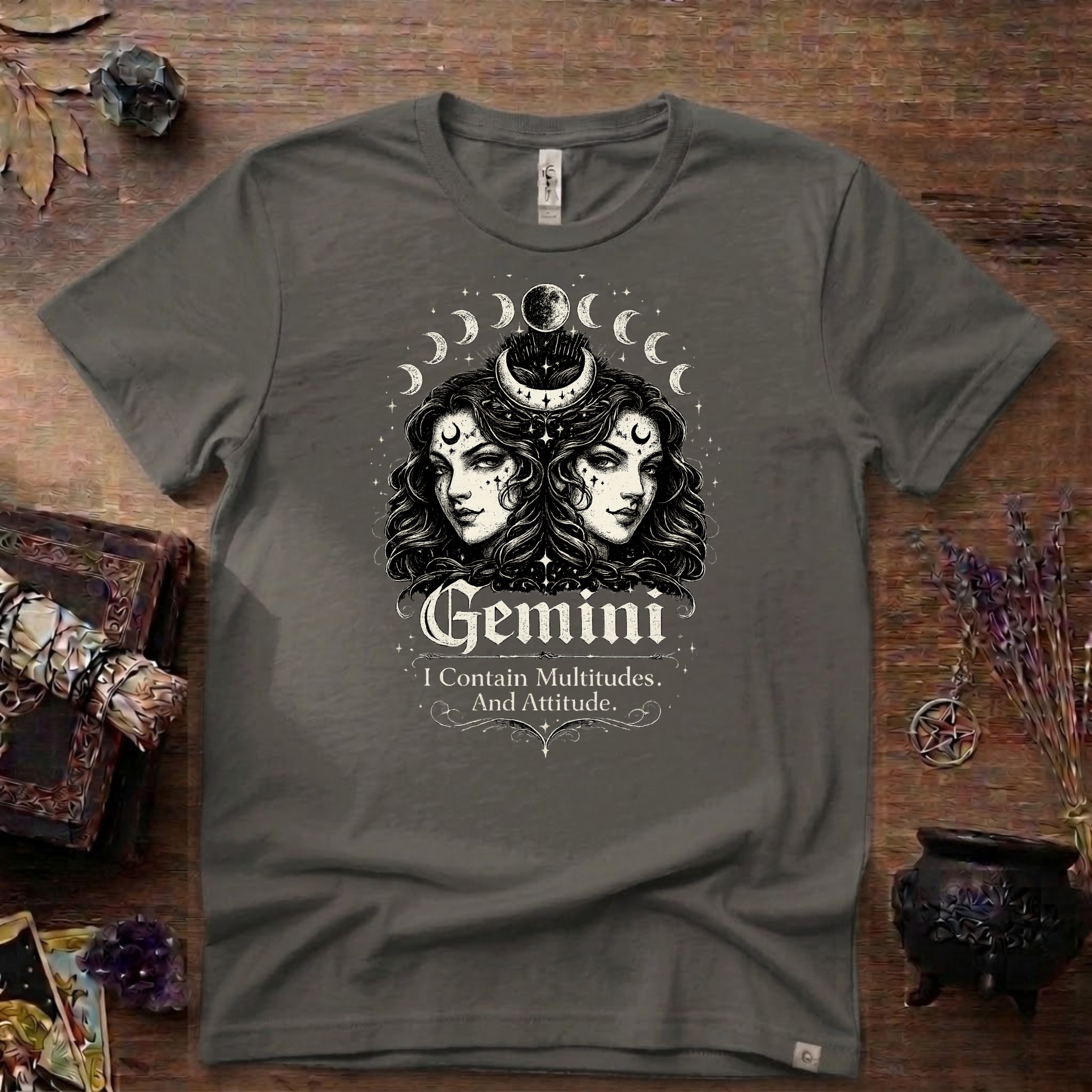 Gemini Zodiac 'I Contain Multitudes and Attitude' T-Shirt