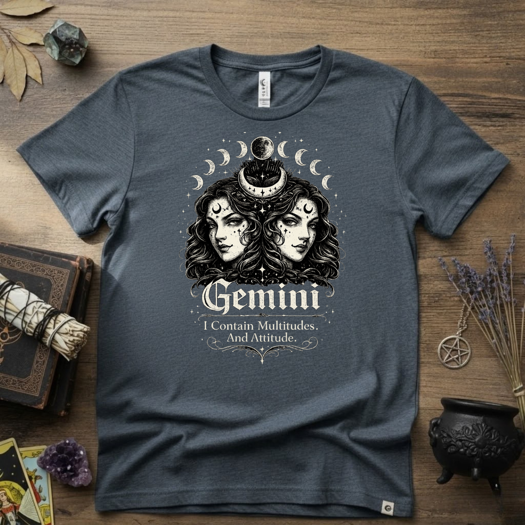 Gemini Zodiac 'I Contain Multitudes and Attitude' T-Shirt