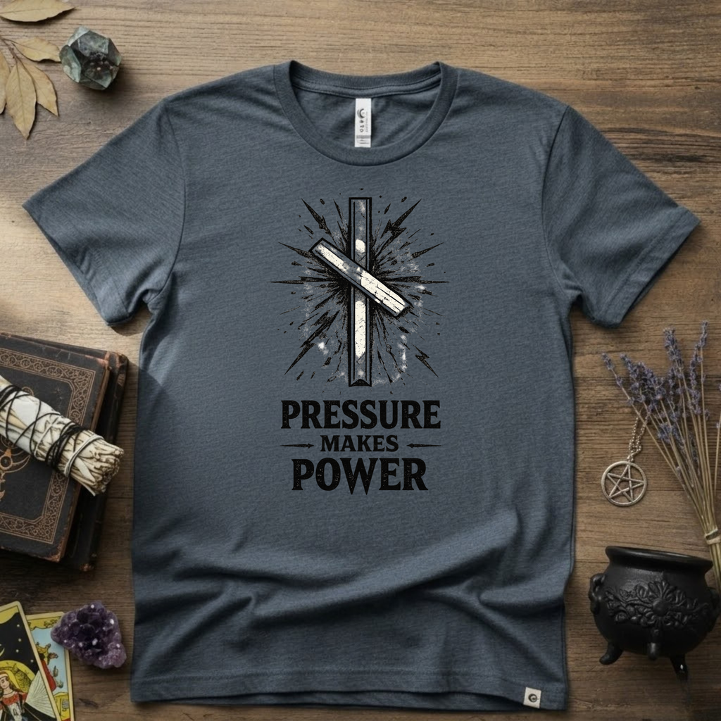 Nauthiz Rune "Pressure Makes Power" T-Shirt — Norse Rune Strength Tee