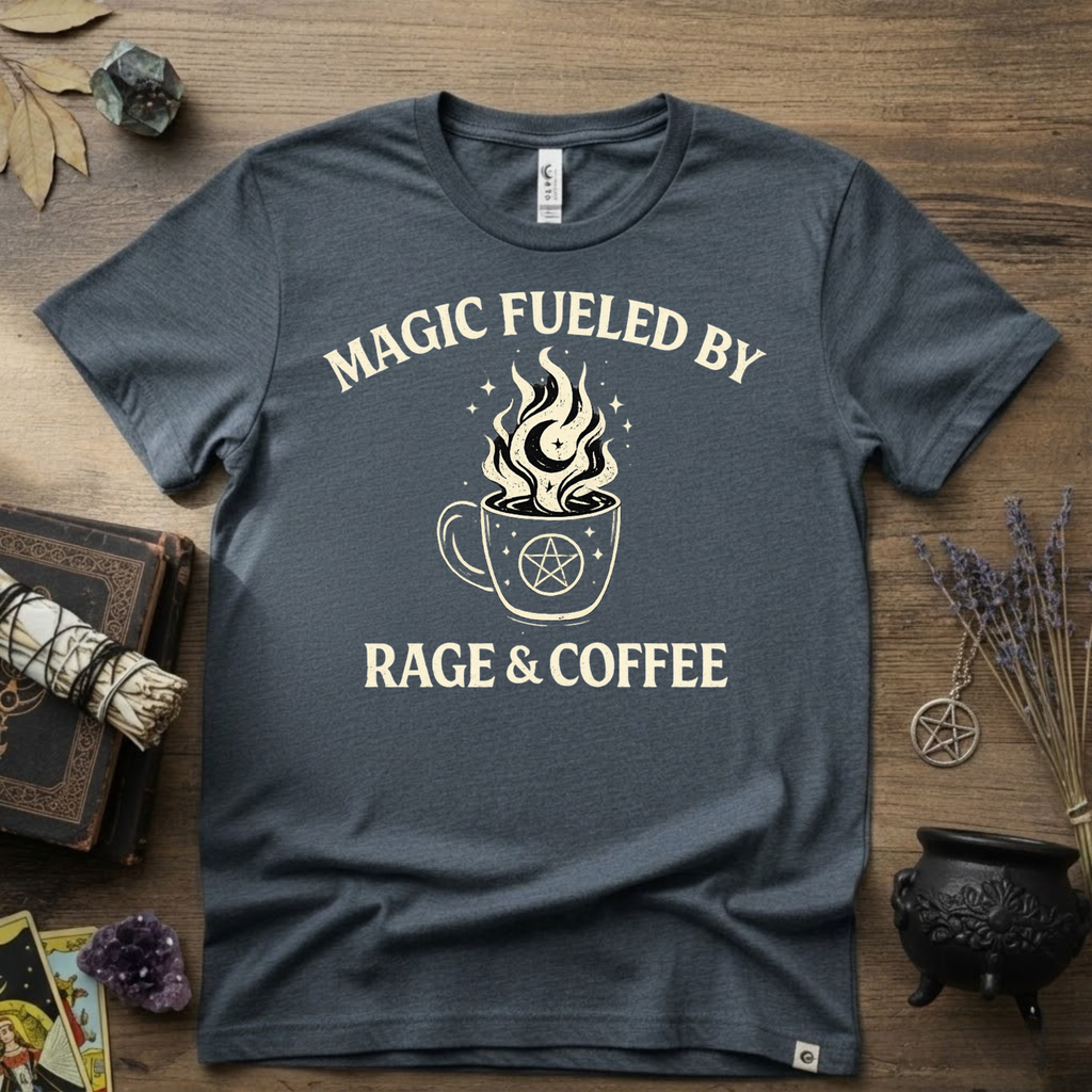 Witchy T-Shirt — "Magic Fueled by Rage and Coffee"